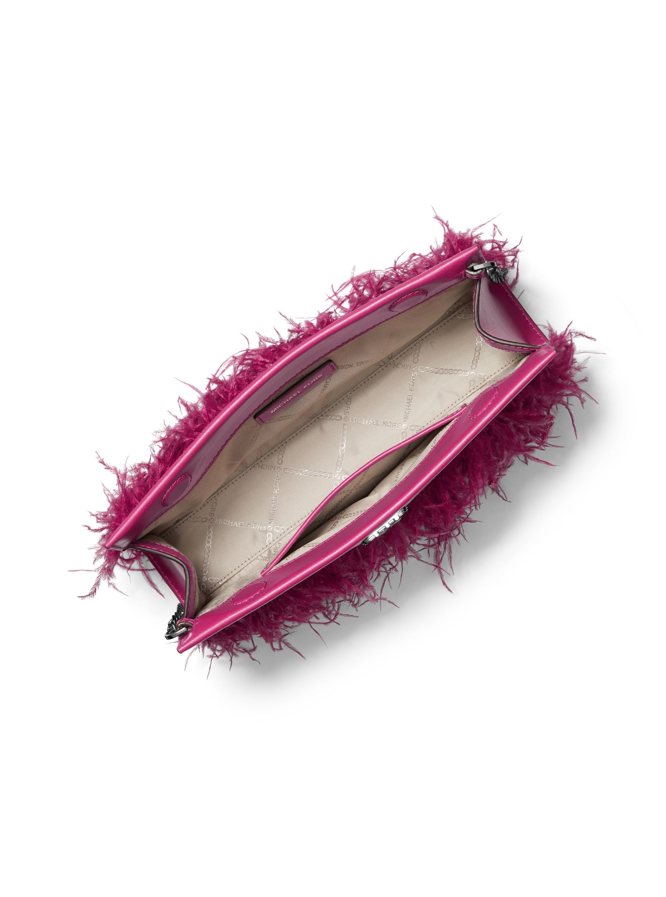 Tabitha Large Feather Embellished Leather Clutch