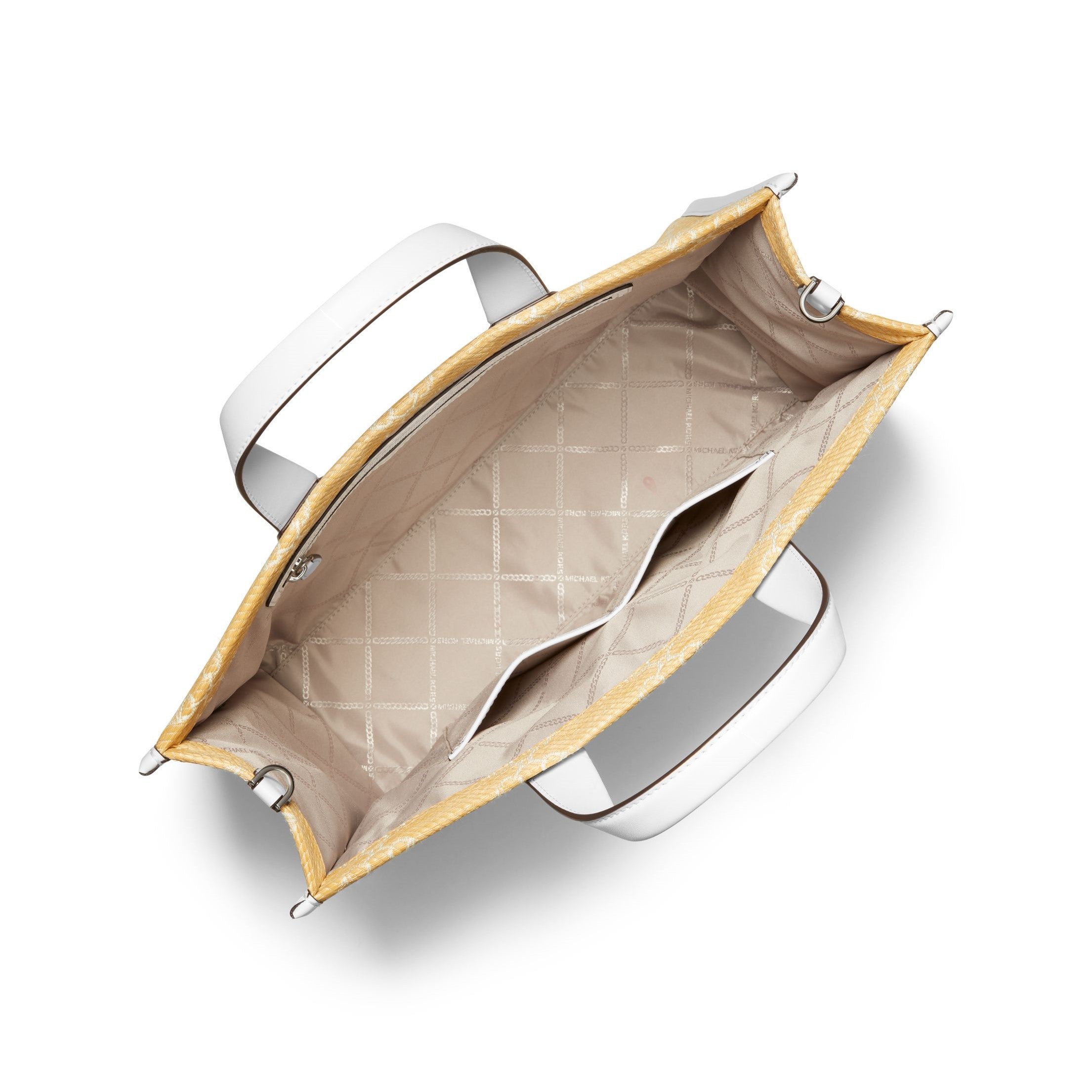 Gigi Large Empire Logo Jacquard Straw Tote Bag