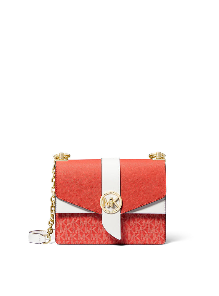 Greenwich Small Color-Block Logo and Saffiano Leather Crossbody