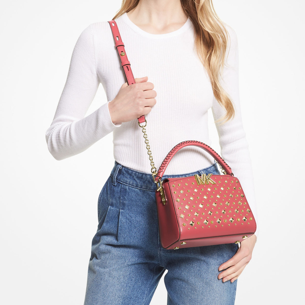 Karlie Graphic Logo Striped Leather Crossbody Bag