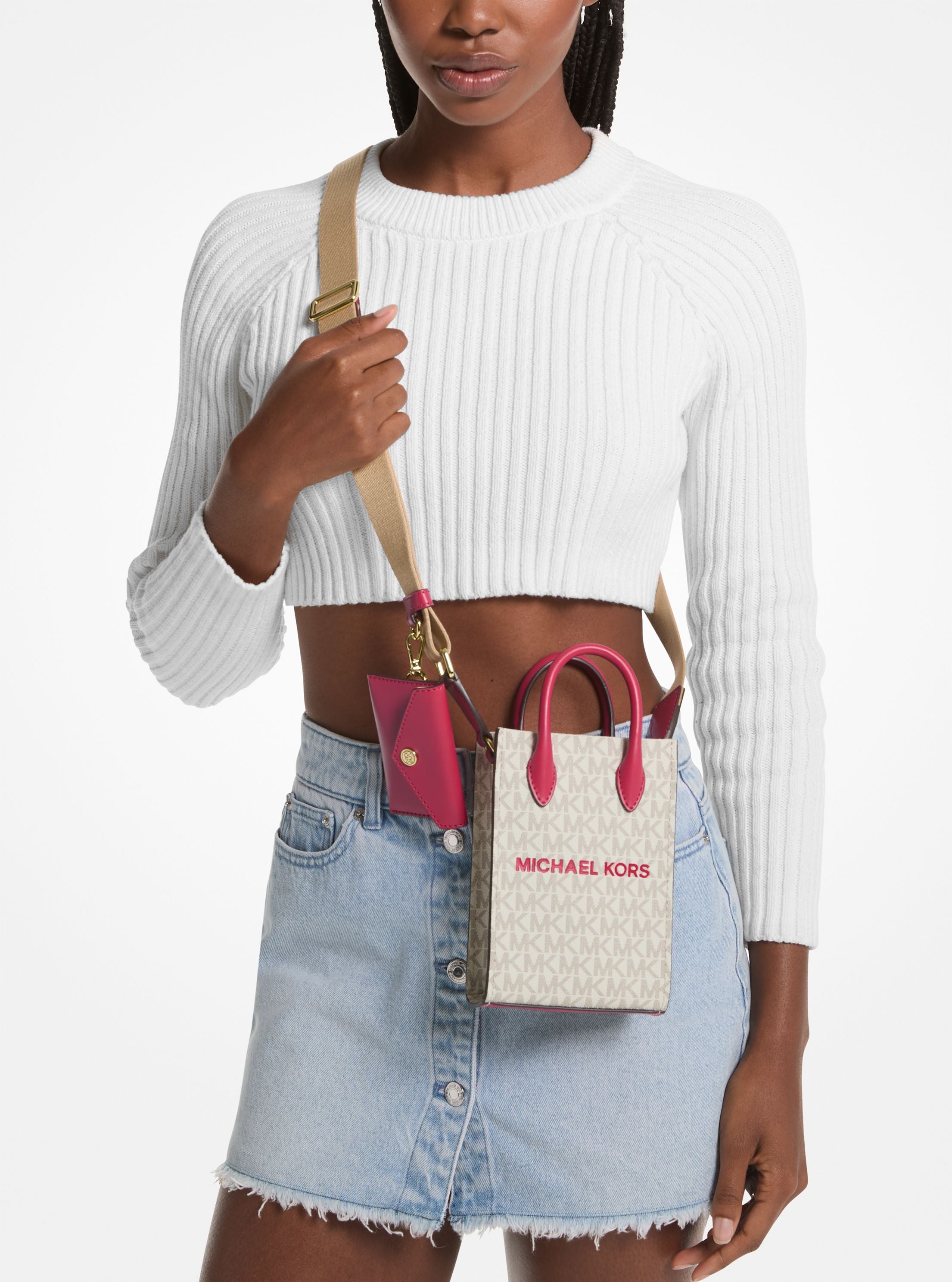 Mirella Extra-Small Signature Logo Smartphone Crossbody Bag