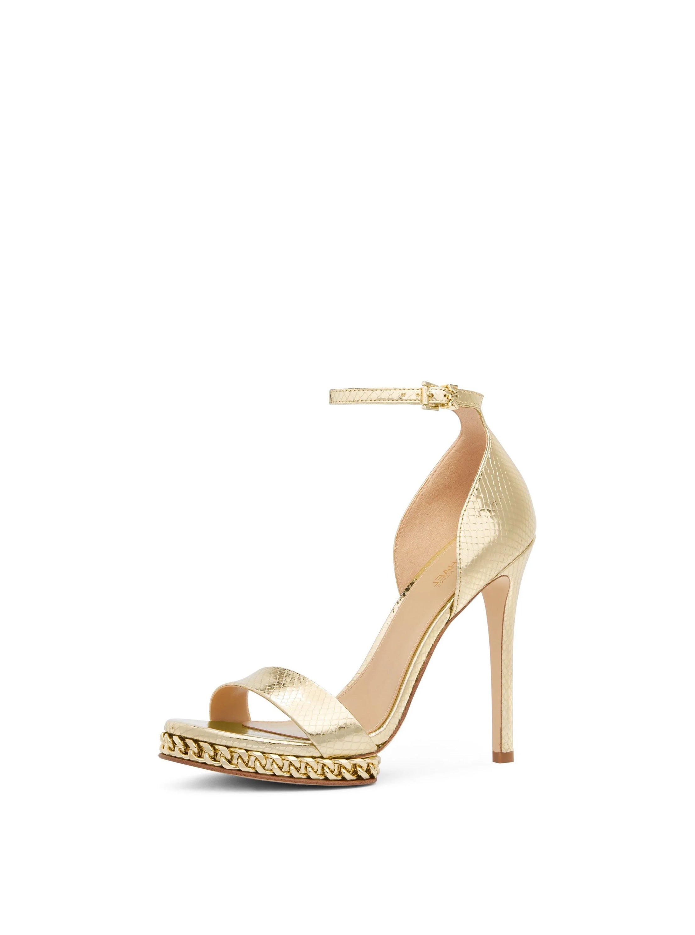 Jordyn Embellished Metallic Snake Embossed Leather Platform Sandal