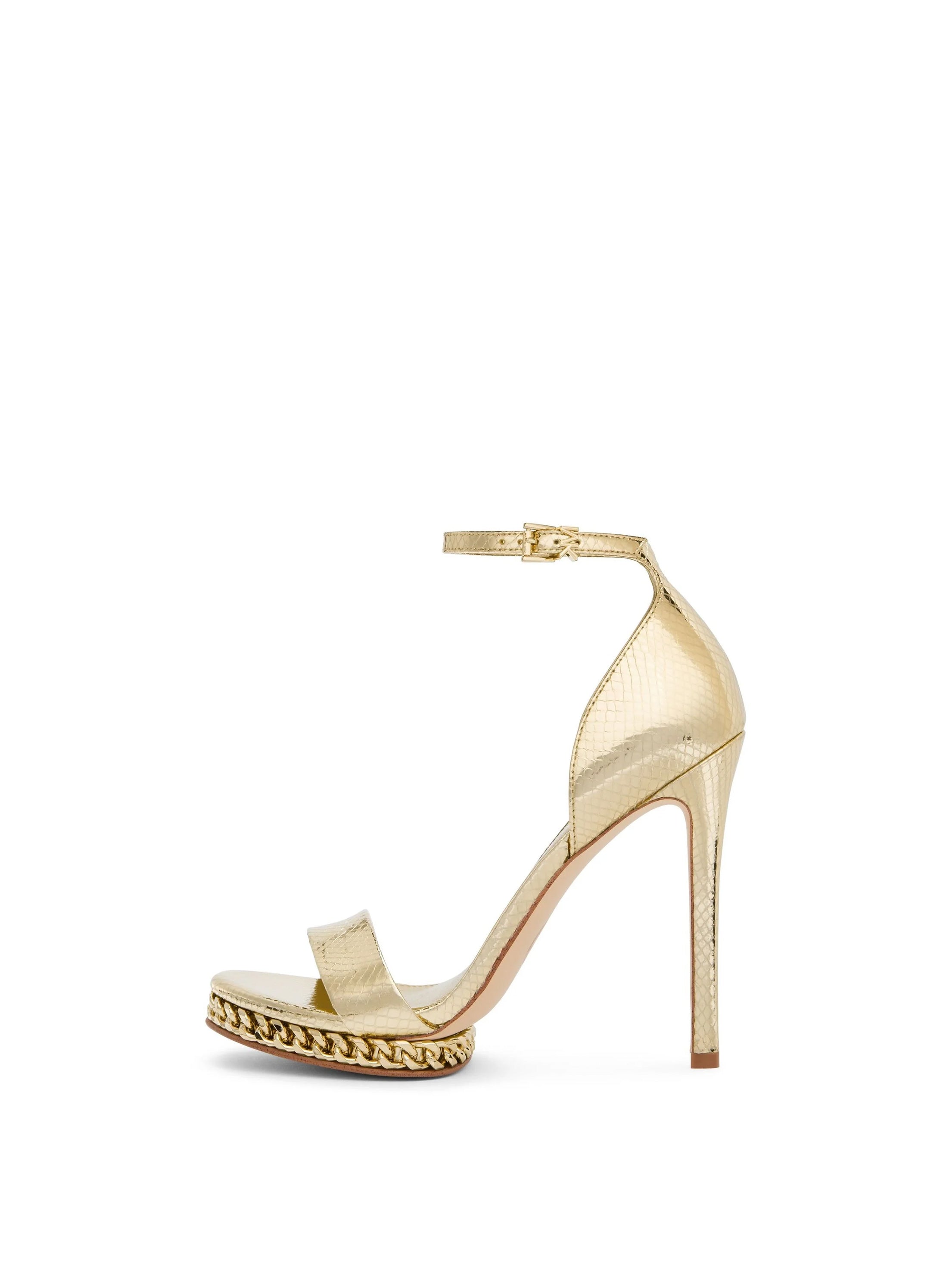 Jordyn Embellished Metallic Snake Embossed Leather Platform Sandal