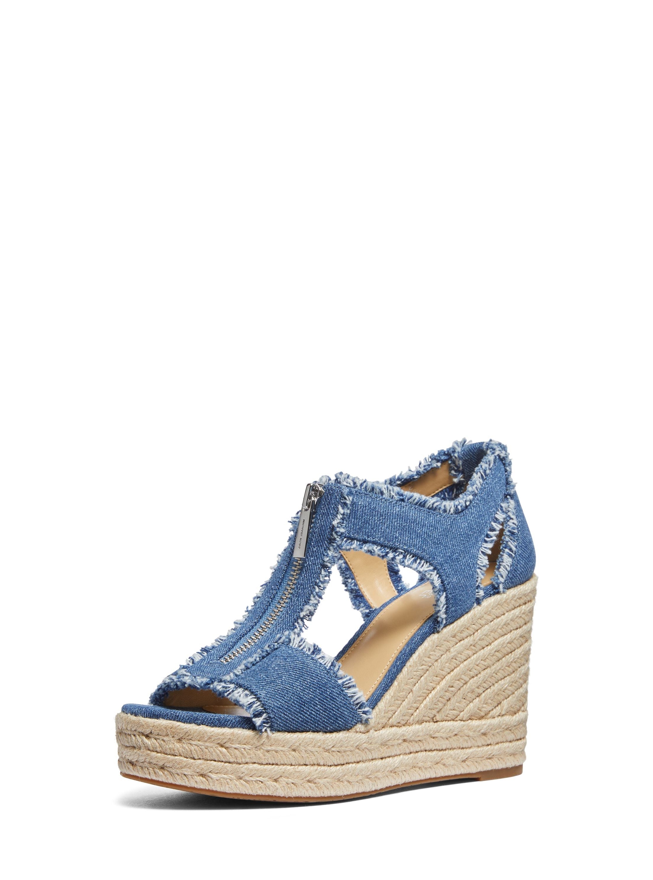 Berkley Frayed Denim Wedge Sandal