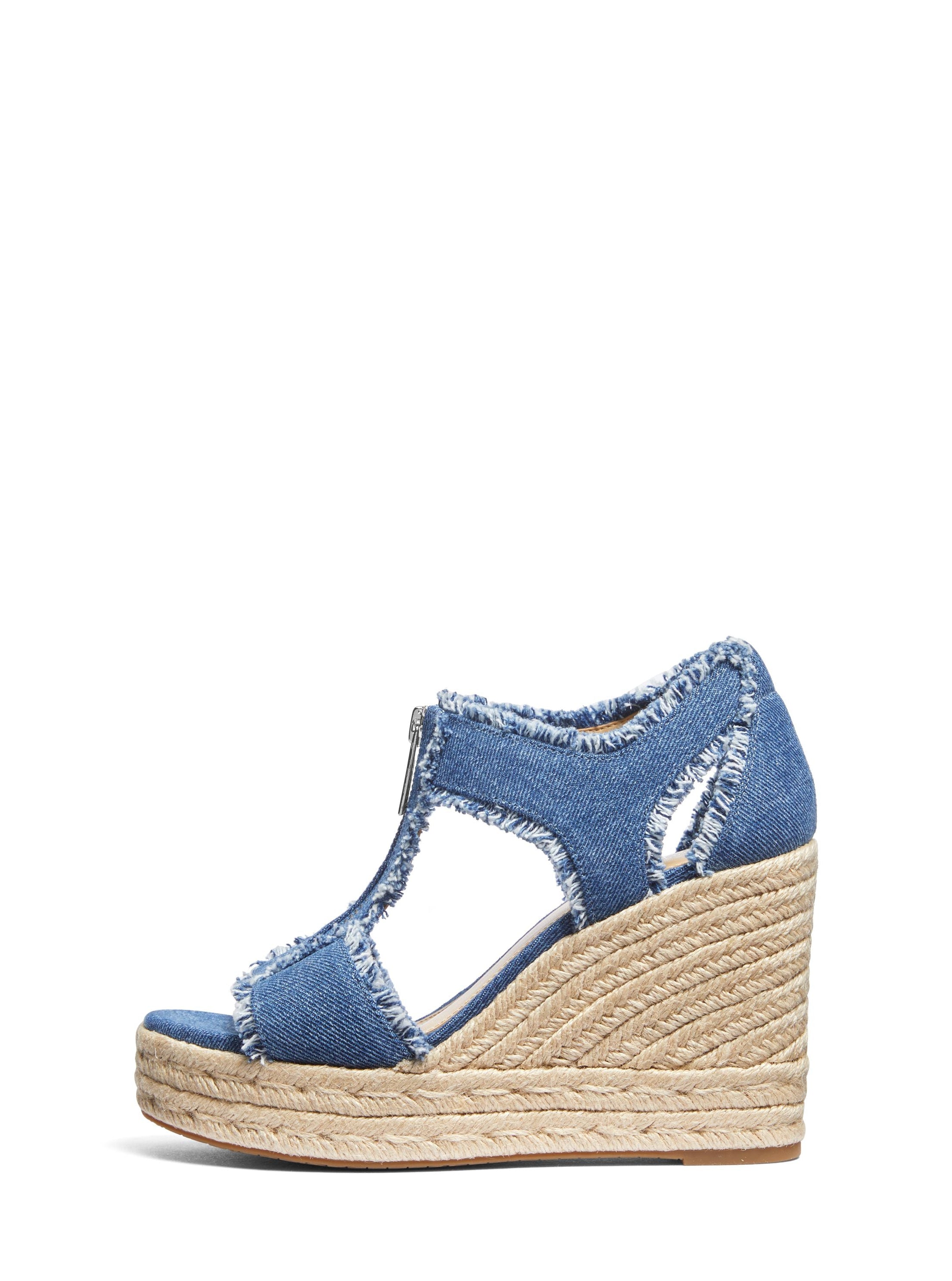 Berkley Frayed Denim Wedge Sandal