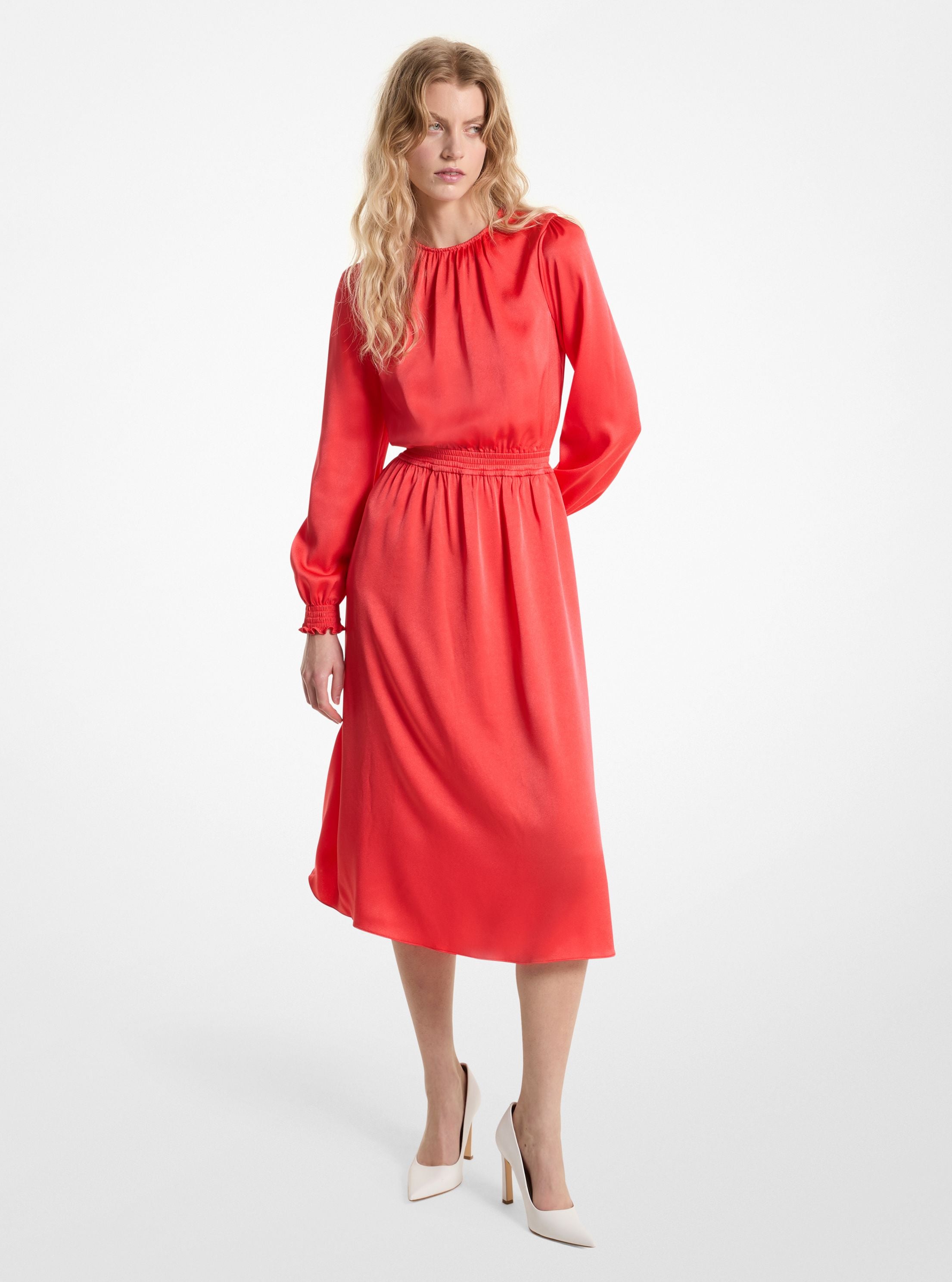 Satin Open Back Midi Dress