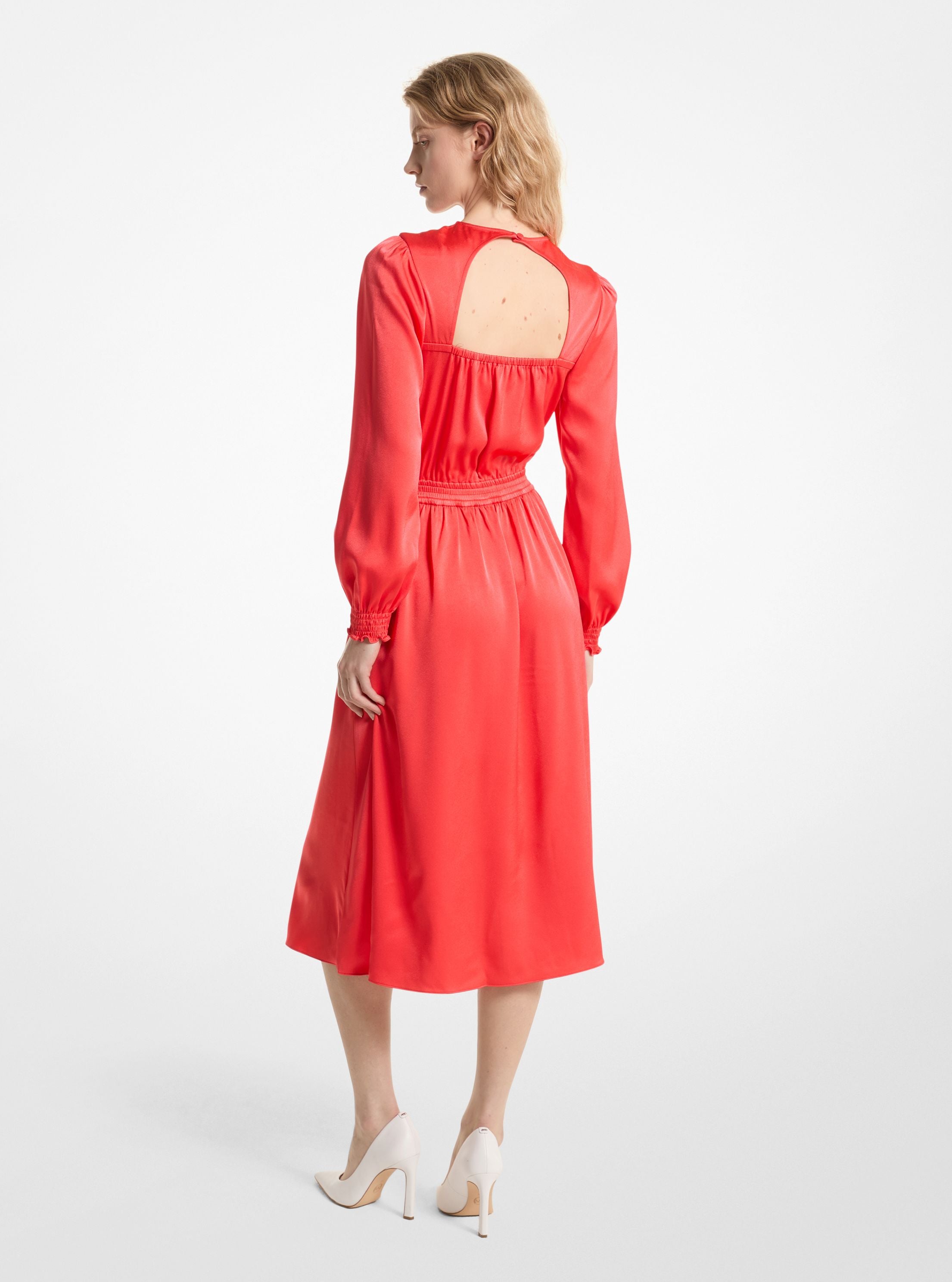 Satin Open Back Midi Dress