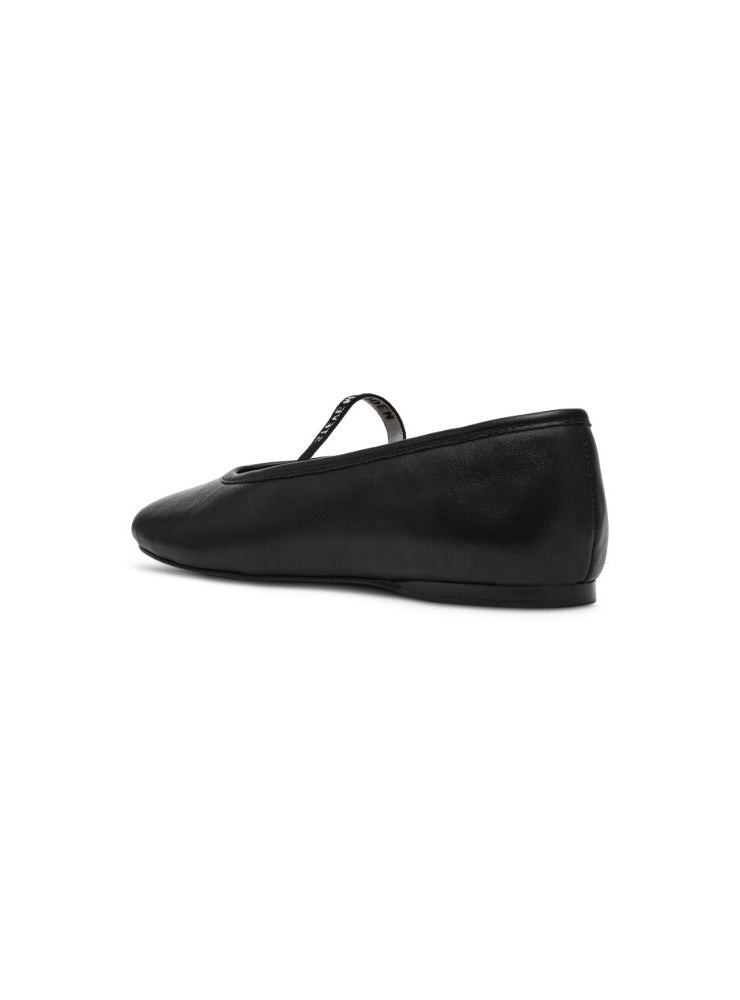 RAZZLER BLACK LEATHER FLATS