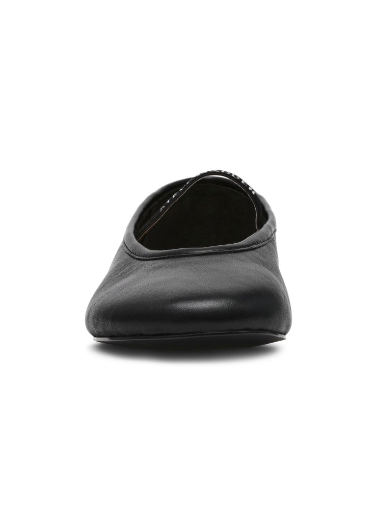 RAZZLER BLACK LEATHER FLATS