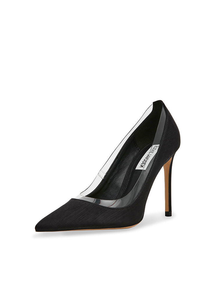 LINEUP BLACK SATIN HEELS