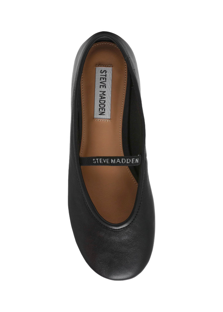 RAZZLER BLACK LEATHER FLATS