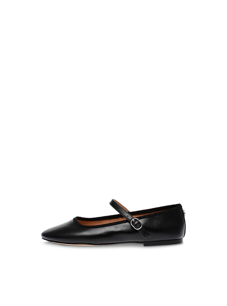 VINETTA BLACK LEATHER FLATS