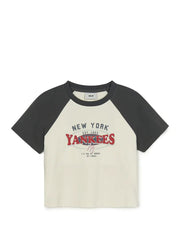 WOMEN VARSITY WASH VINTAGE RAGLAN CROP TSHIRT