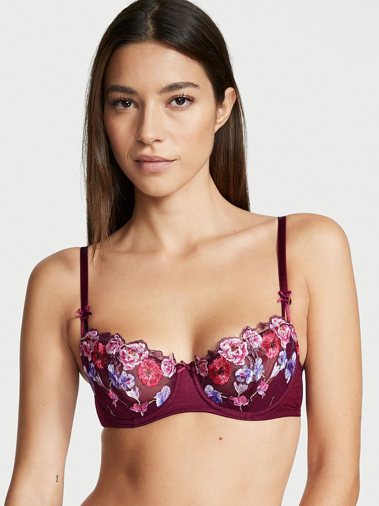 Wicked Unlined Floral Embroidery Balconette Bra