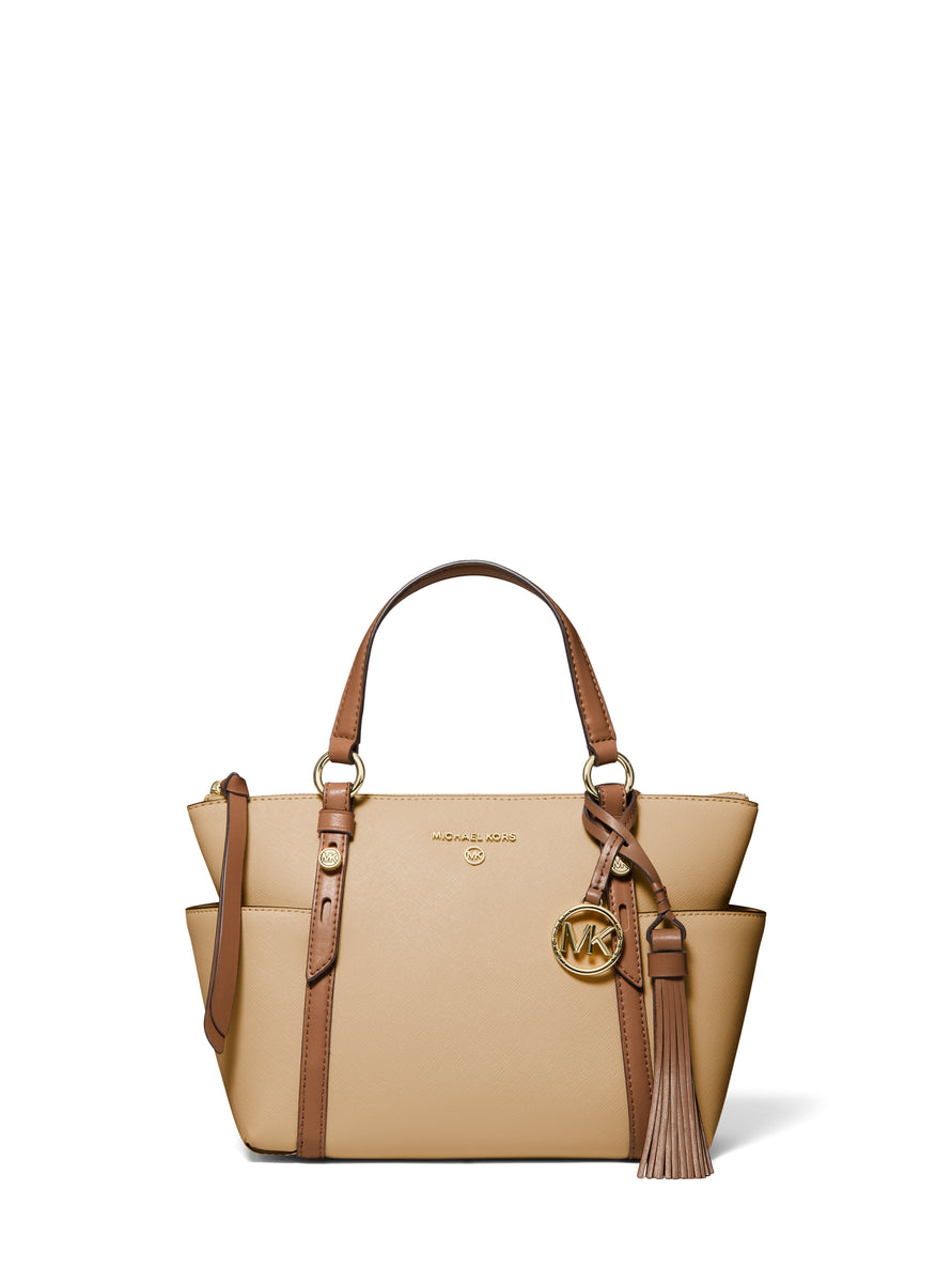 Sullivan Small Twotone Saffiano Leather Topzip Tote Bag