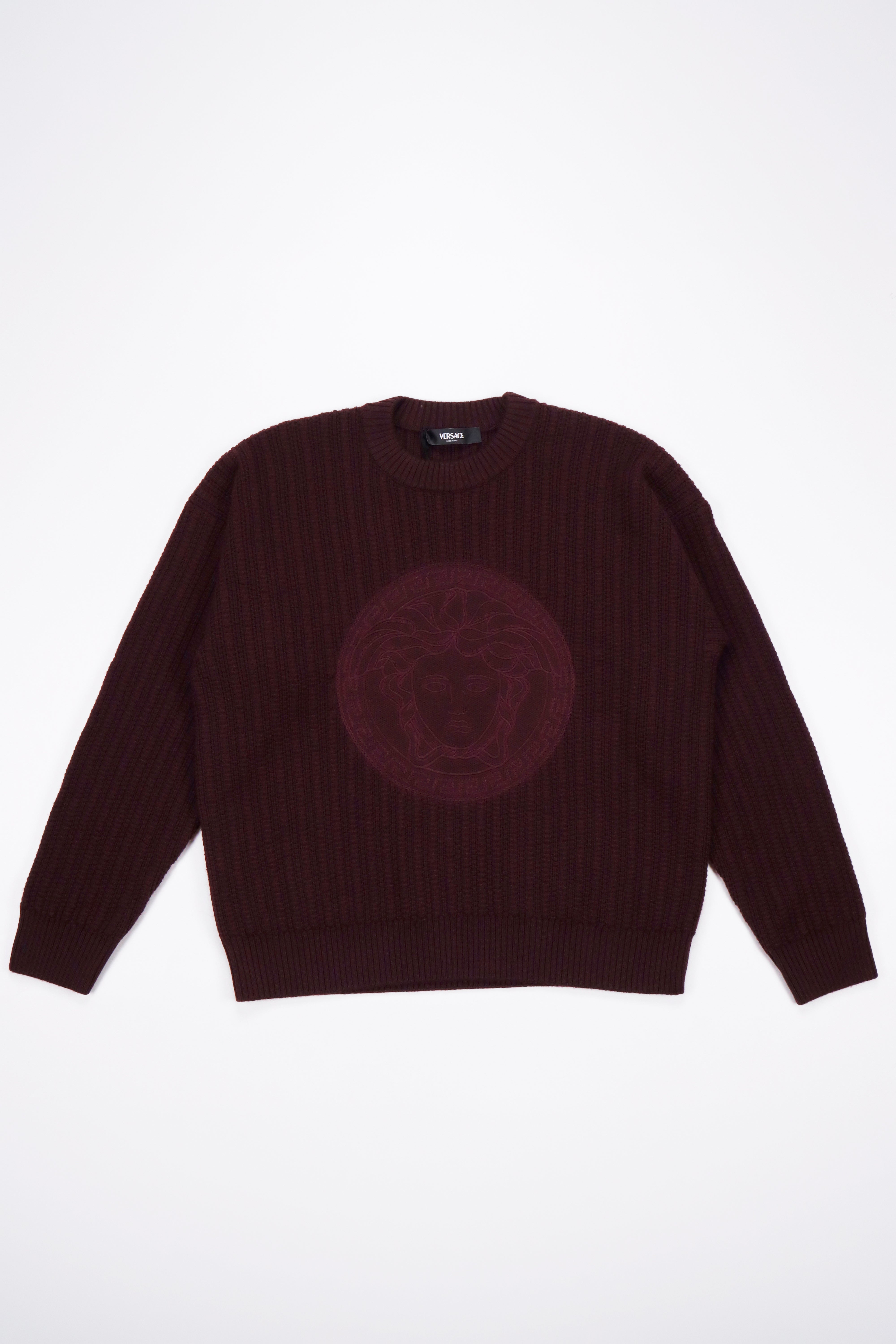 Versace Embroidered Medusa Cable-Knit Sweater