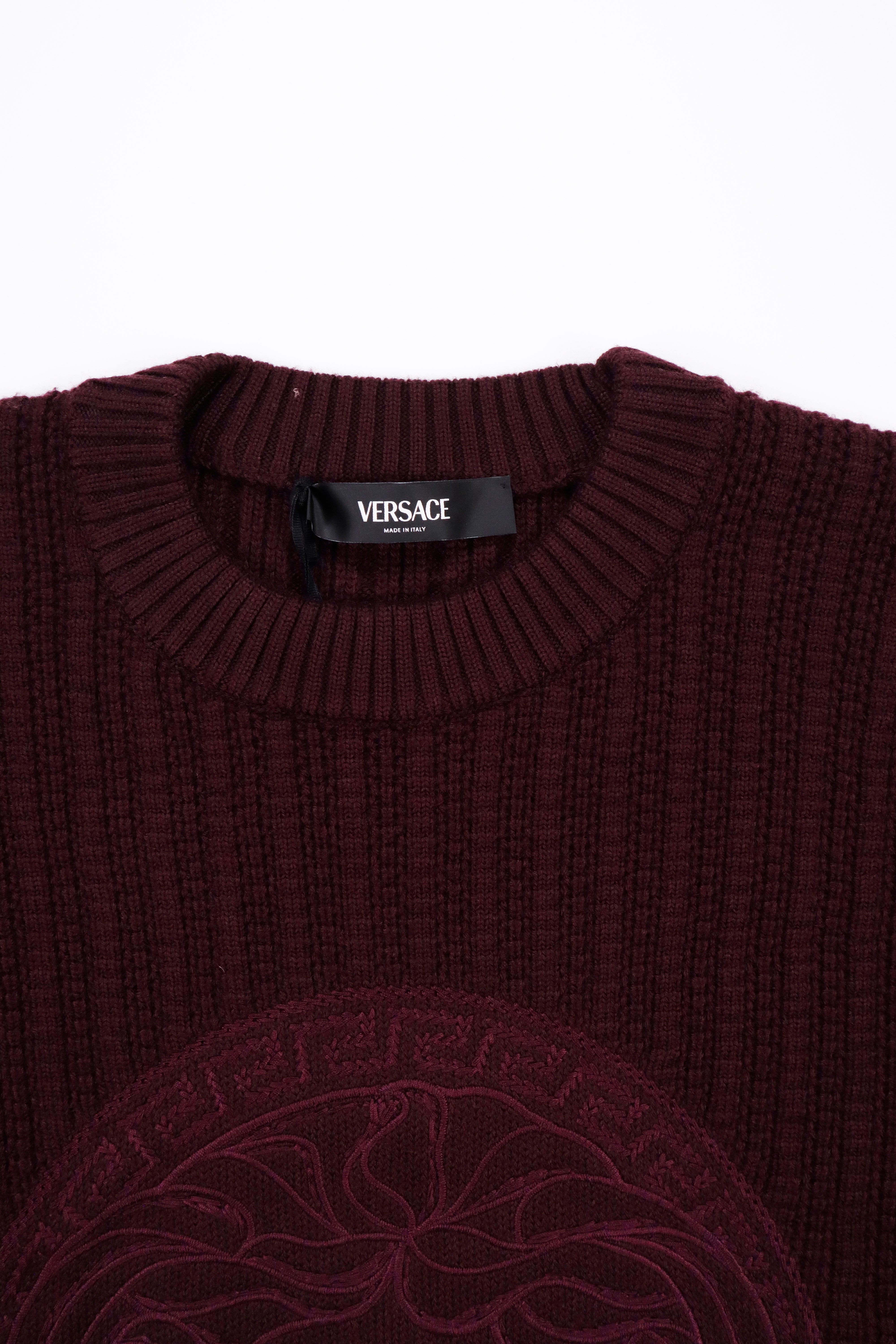 Versace Embroidered Medusa Cable-Knit Sweater
