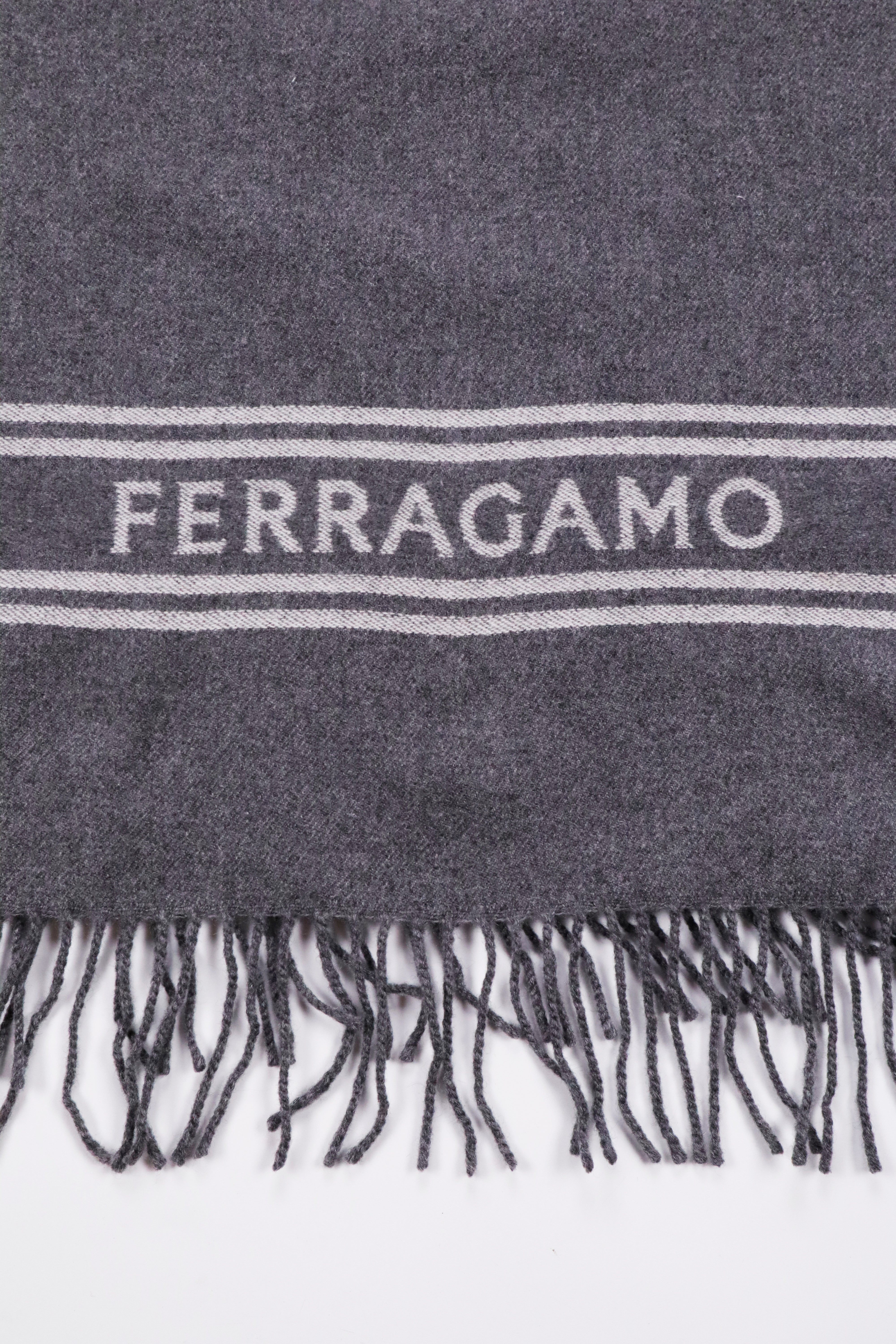 Ferragamo Logo Band Fringed Shawl