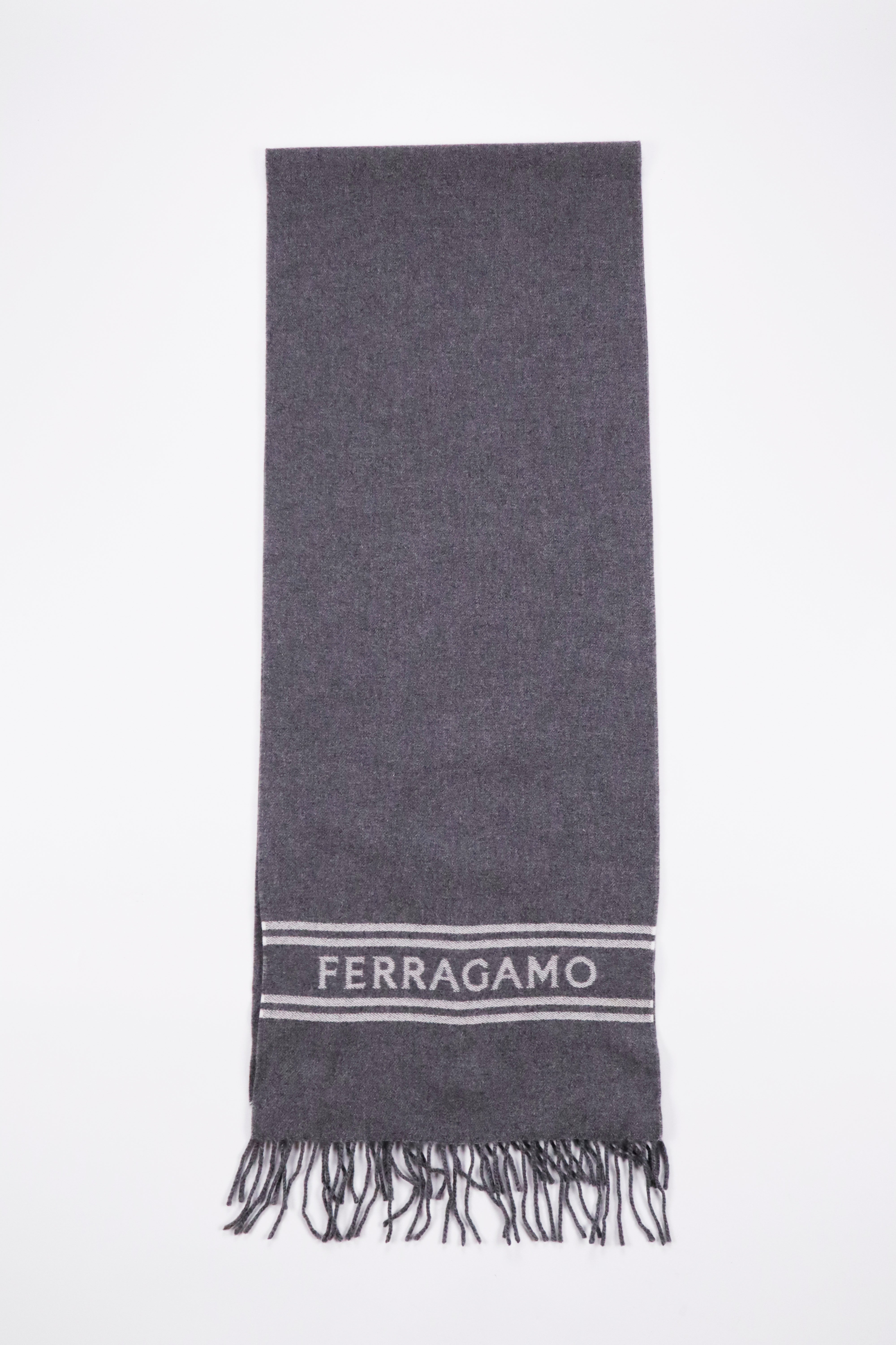 Ferragamo Logo Band Fringed Shawl