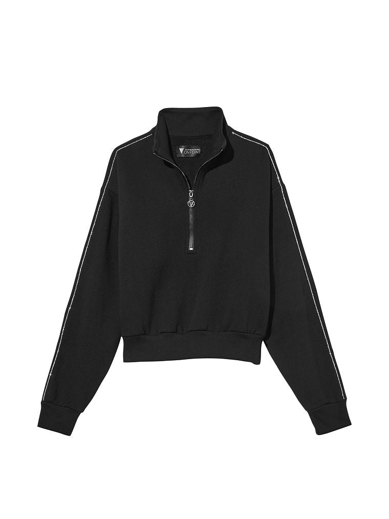 Cotton Fleece Mock-Neck Half-Zip