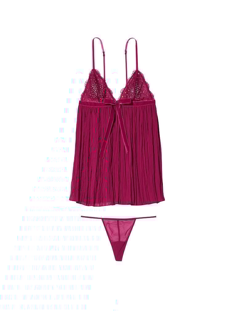 Pleated Embellished Babydoll