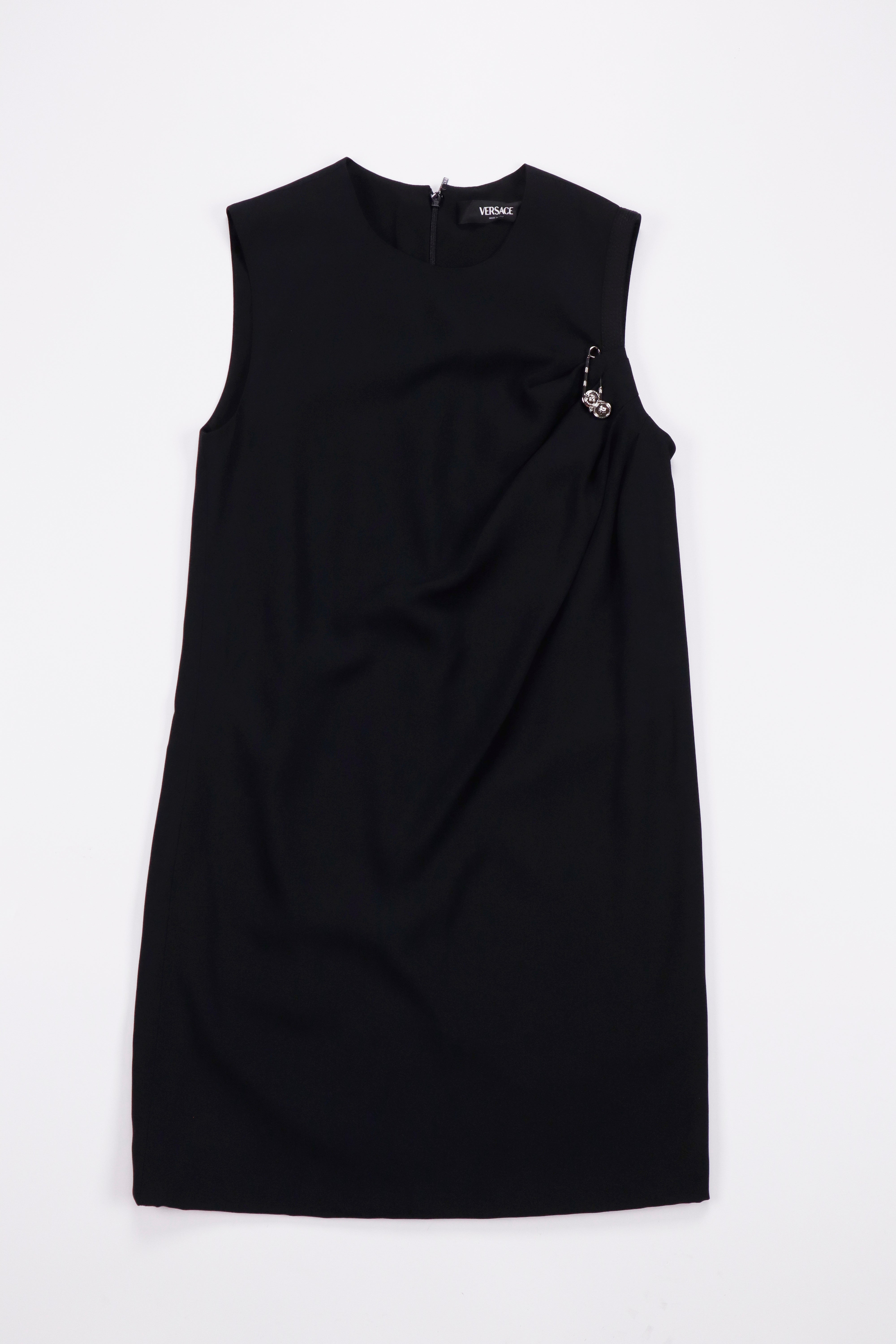 Versace Safety Pin Matte Satin Shirt Midi Dress