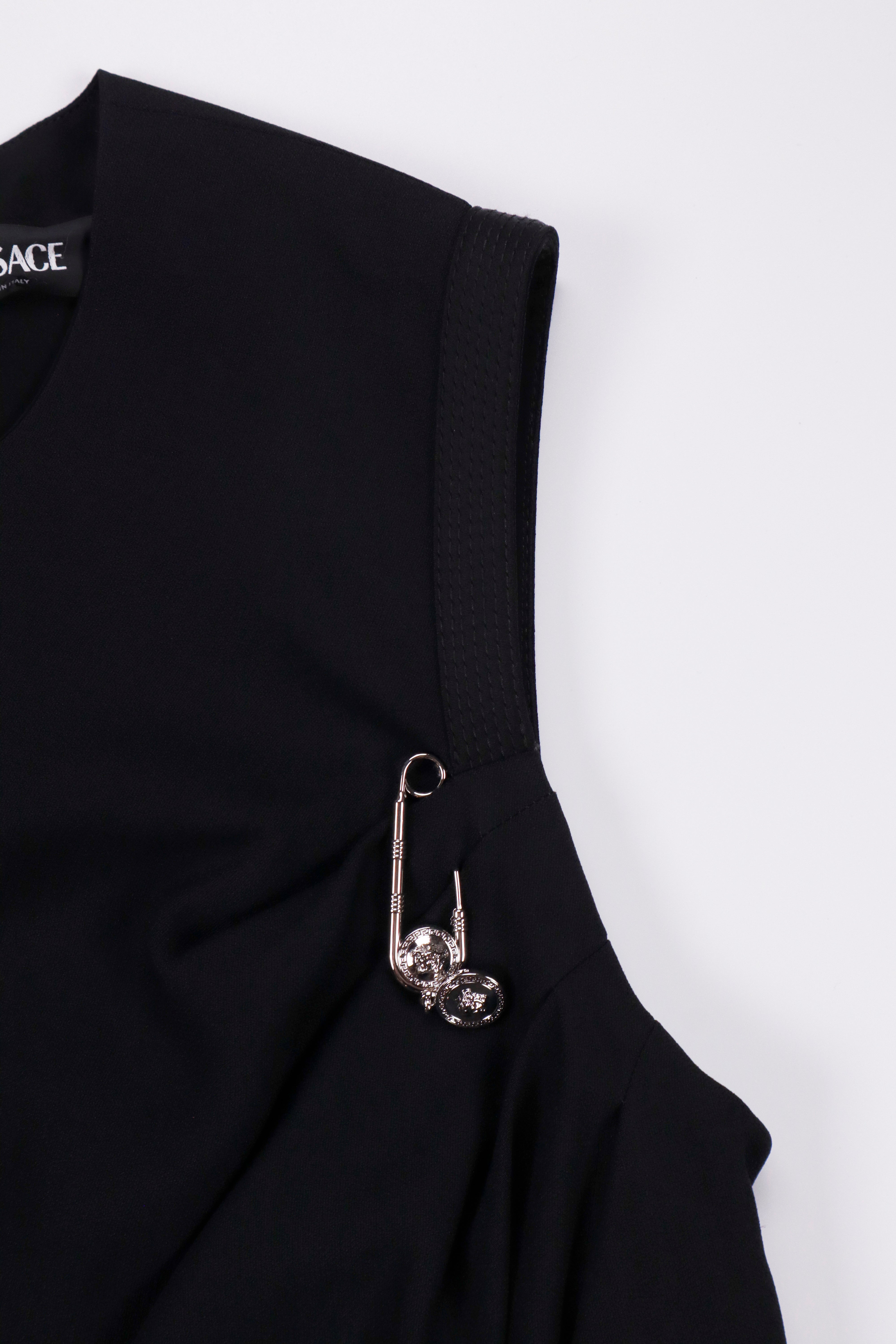 Versace Safety Pin Matte Satin Shirt Midi Dress