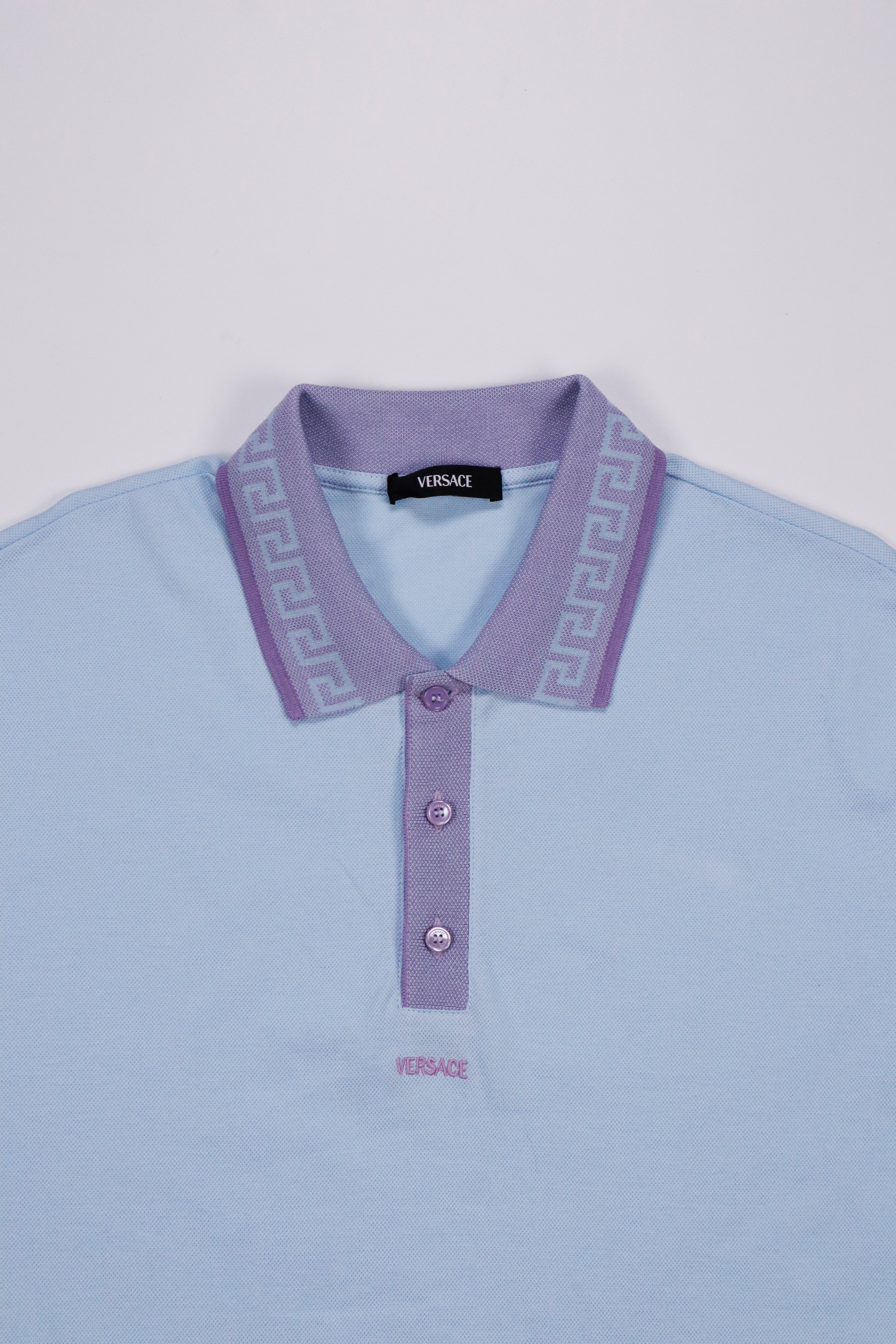 Versace Greca Collar Cotton Polo Shirt