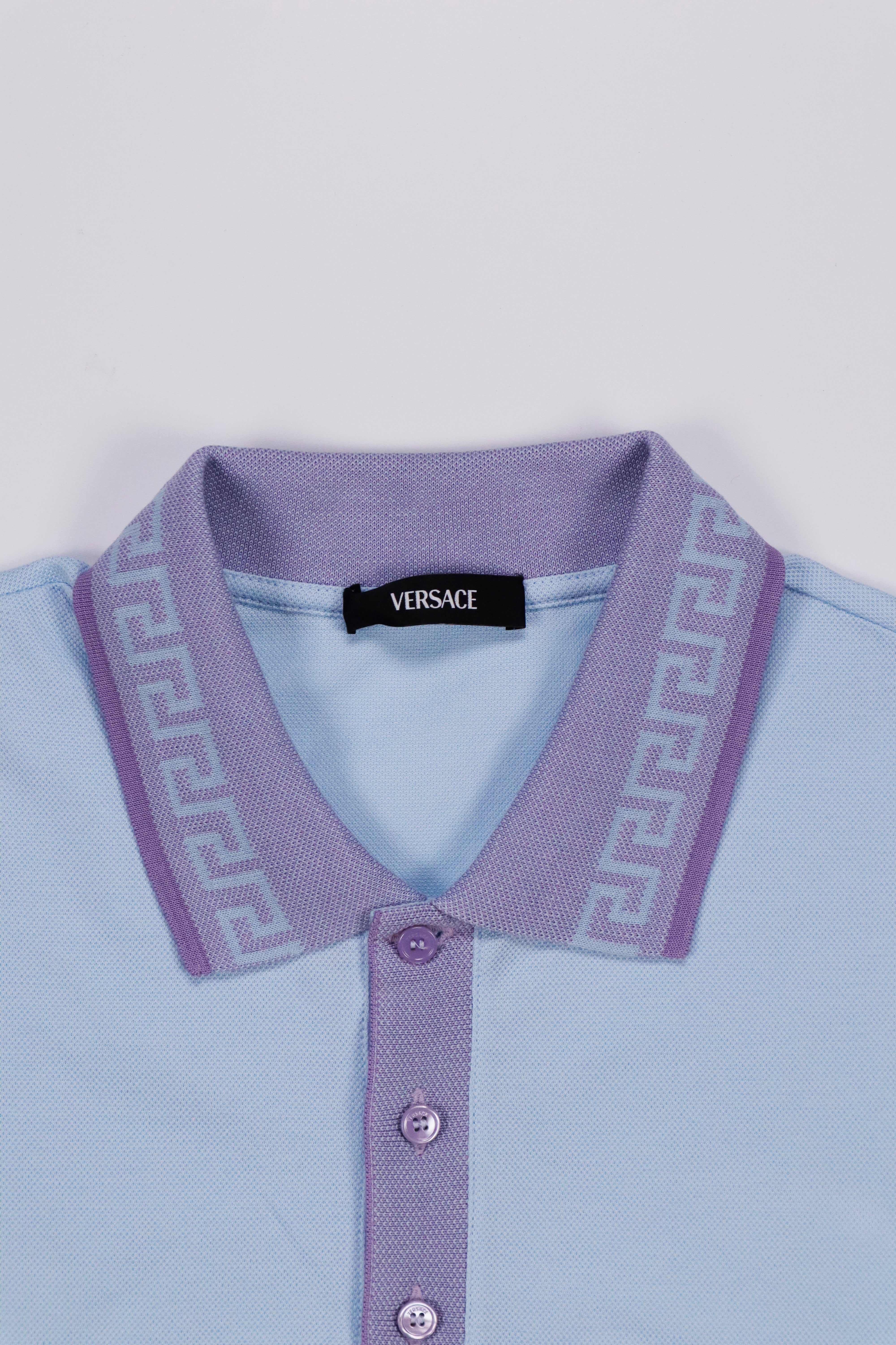 Versace Greca Collar Cotton Polo Shirt
