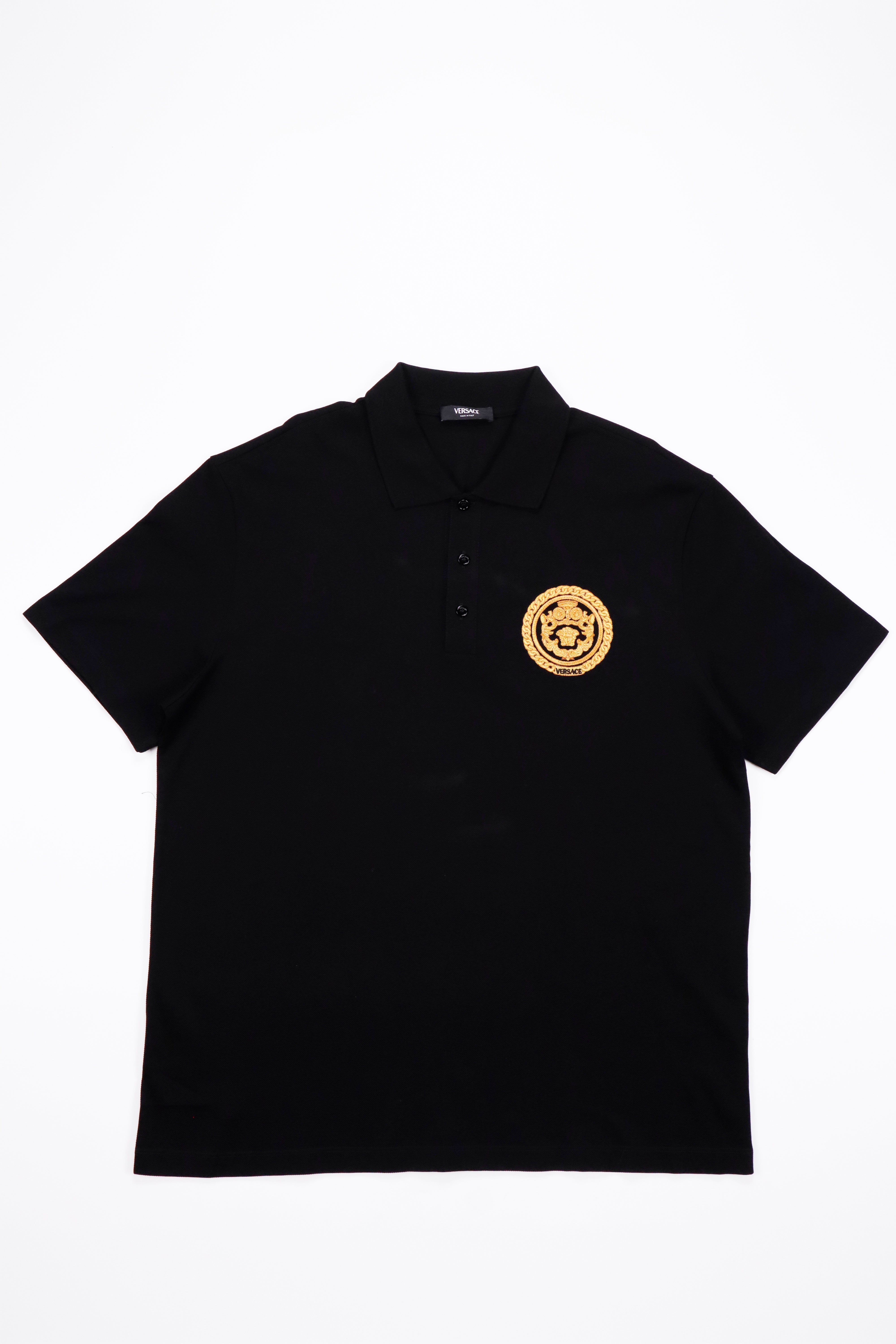 Versace Chain Crest Embroidered Polo Shirt