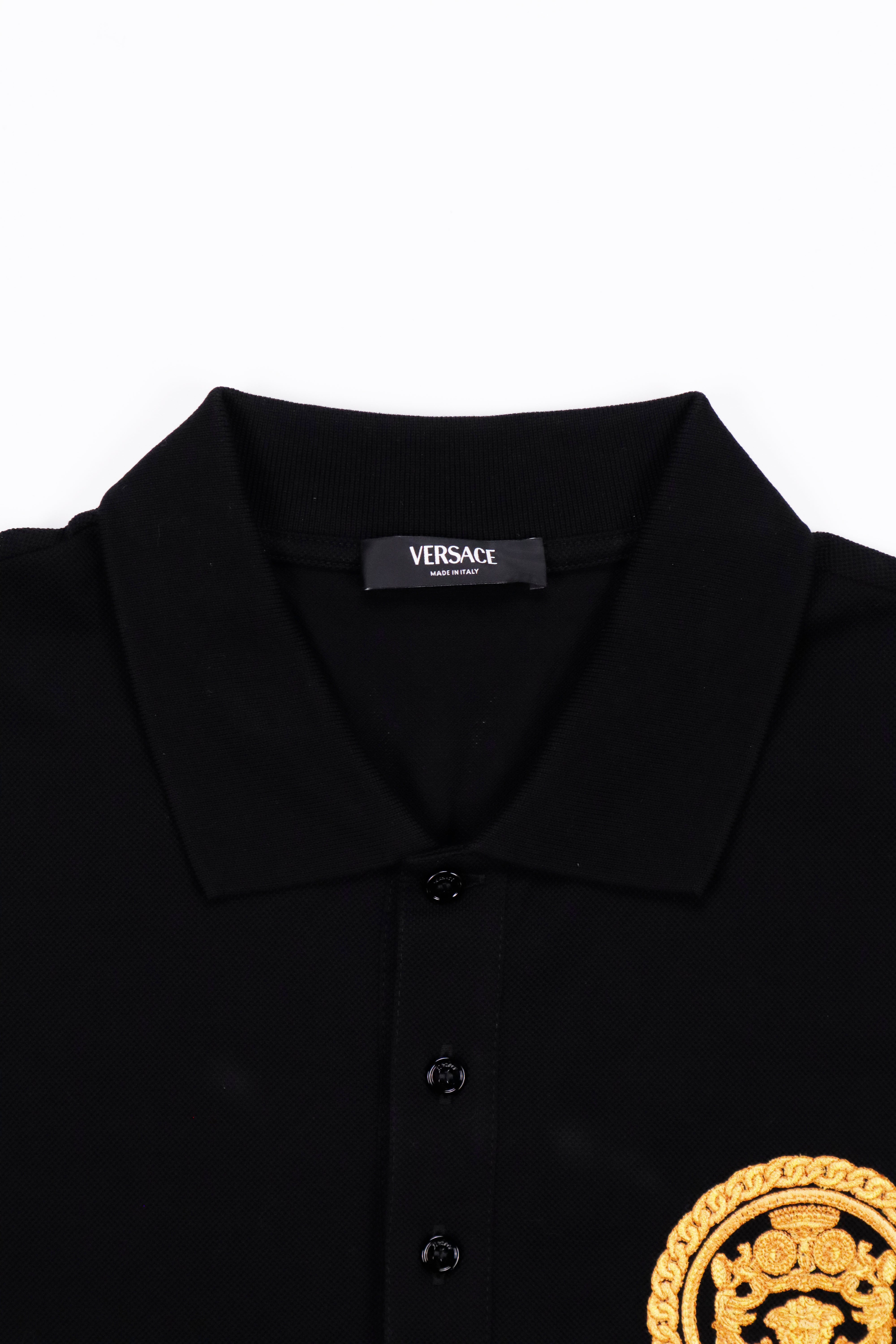 Versace Chain Crest Embroidered Polo Shirt