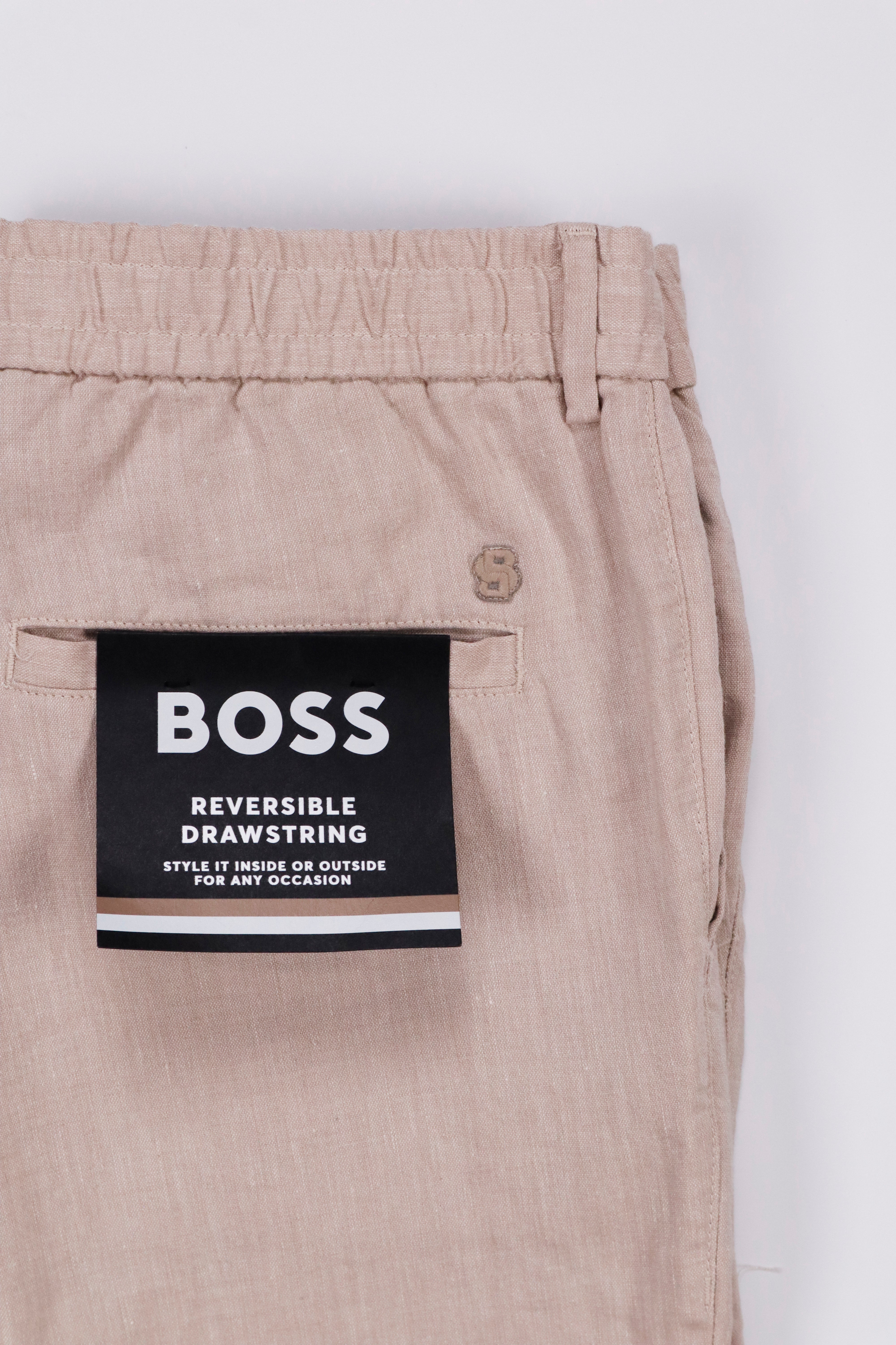 BOSS C-Kane-RDS Regular Fit Drawstring Linen Trousers