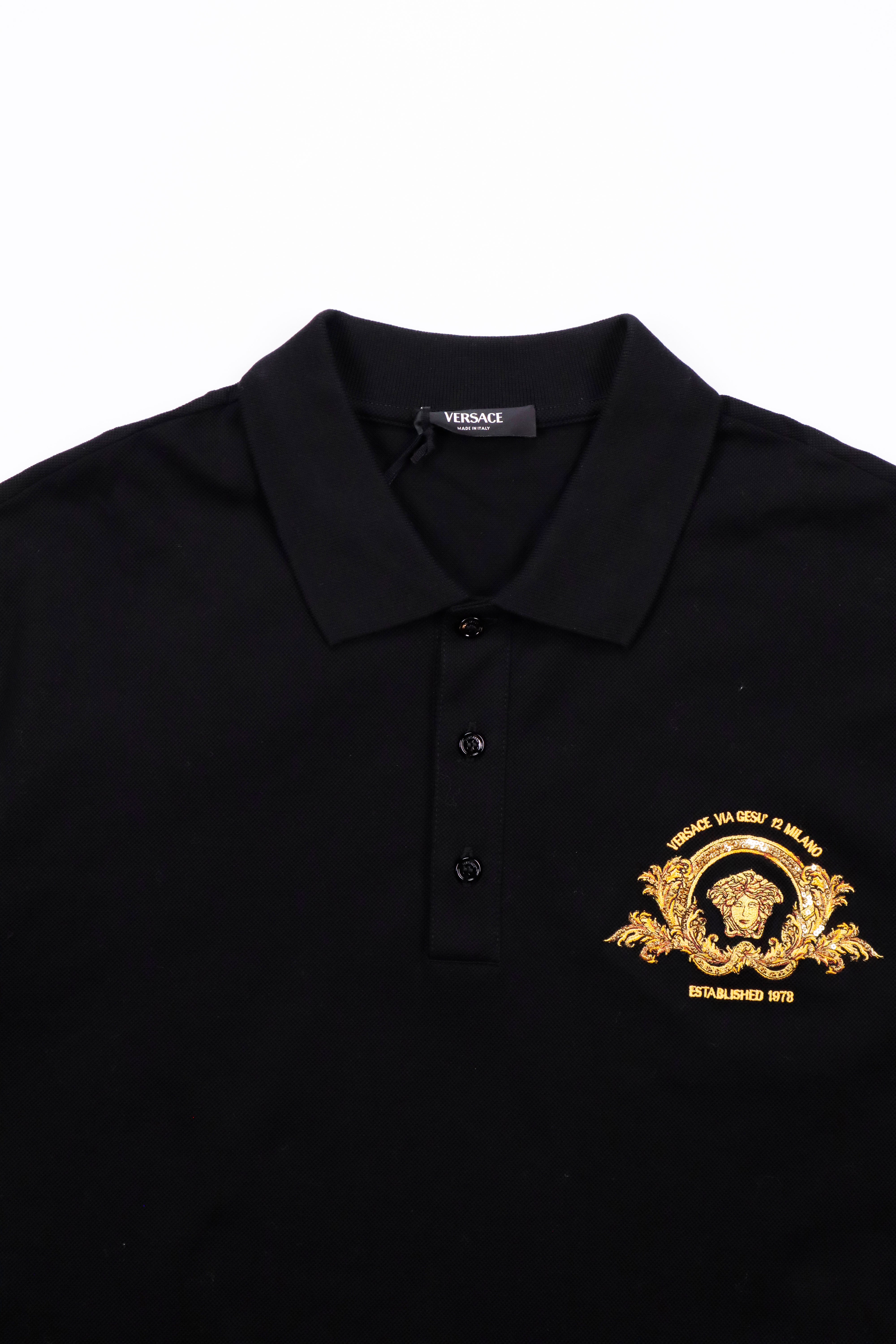 Versace Coupe Blason Embroidered Polo