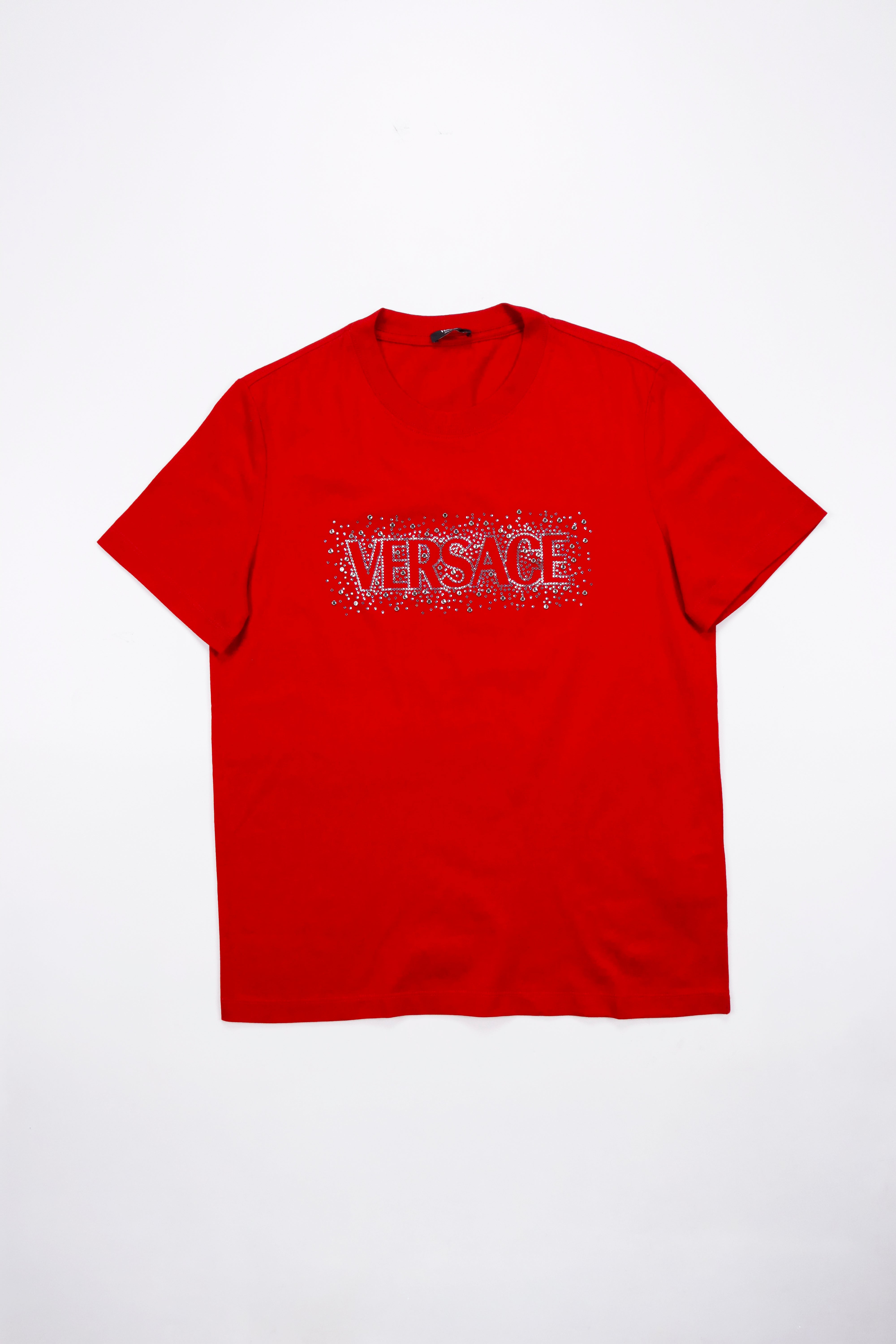 Versace Red Embellished Logo T-Shirt