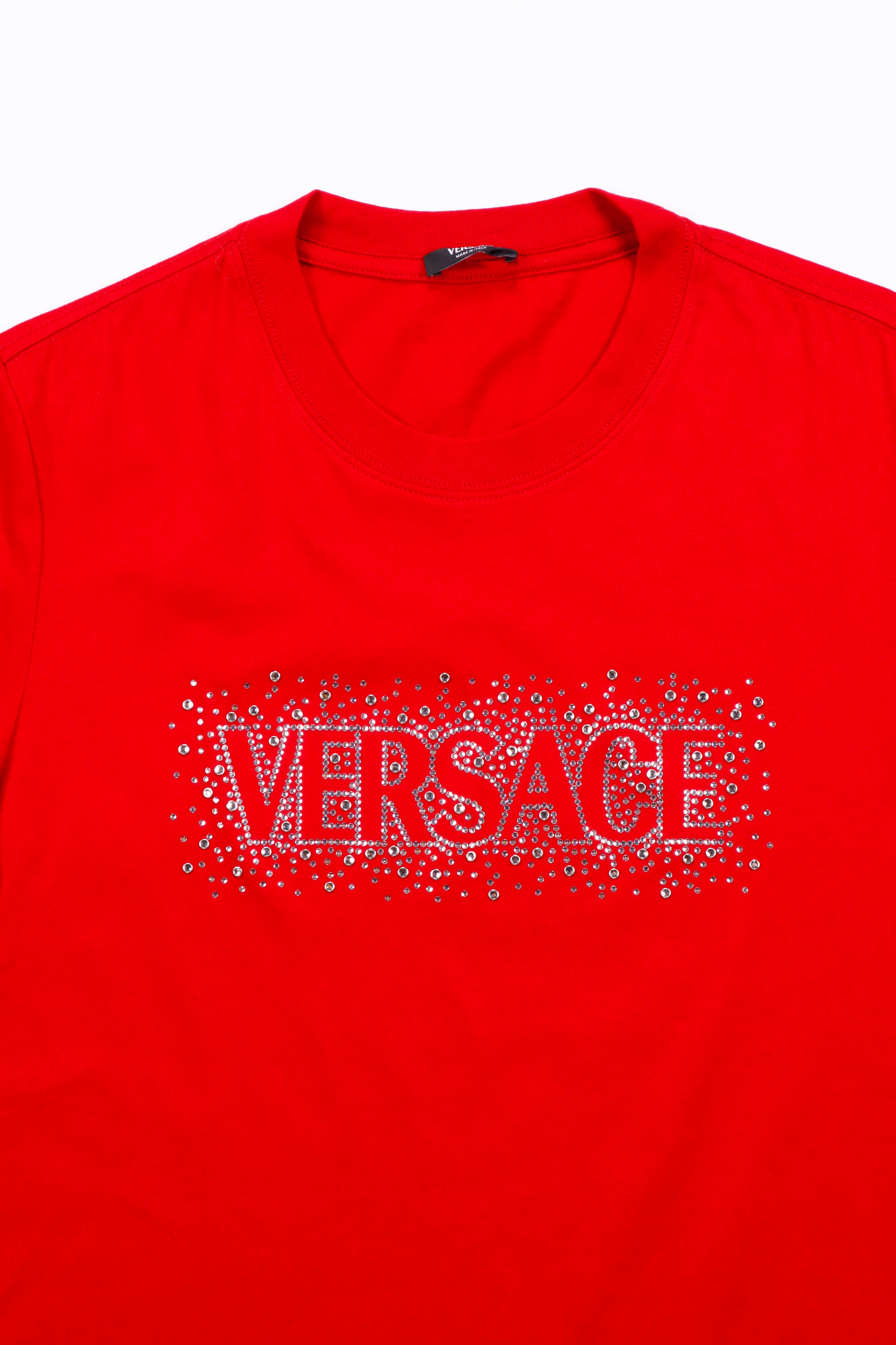 Versace Red Embellished Logo T-Shirt