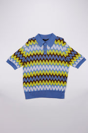 Versace Jacquard Wave Knit Polo Shirt