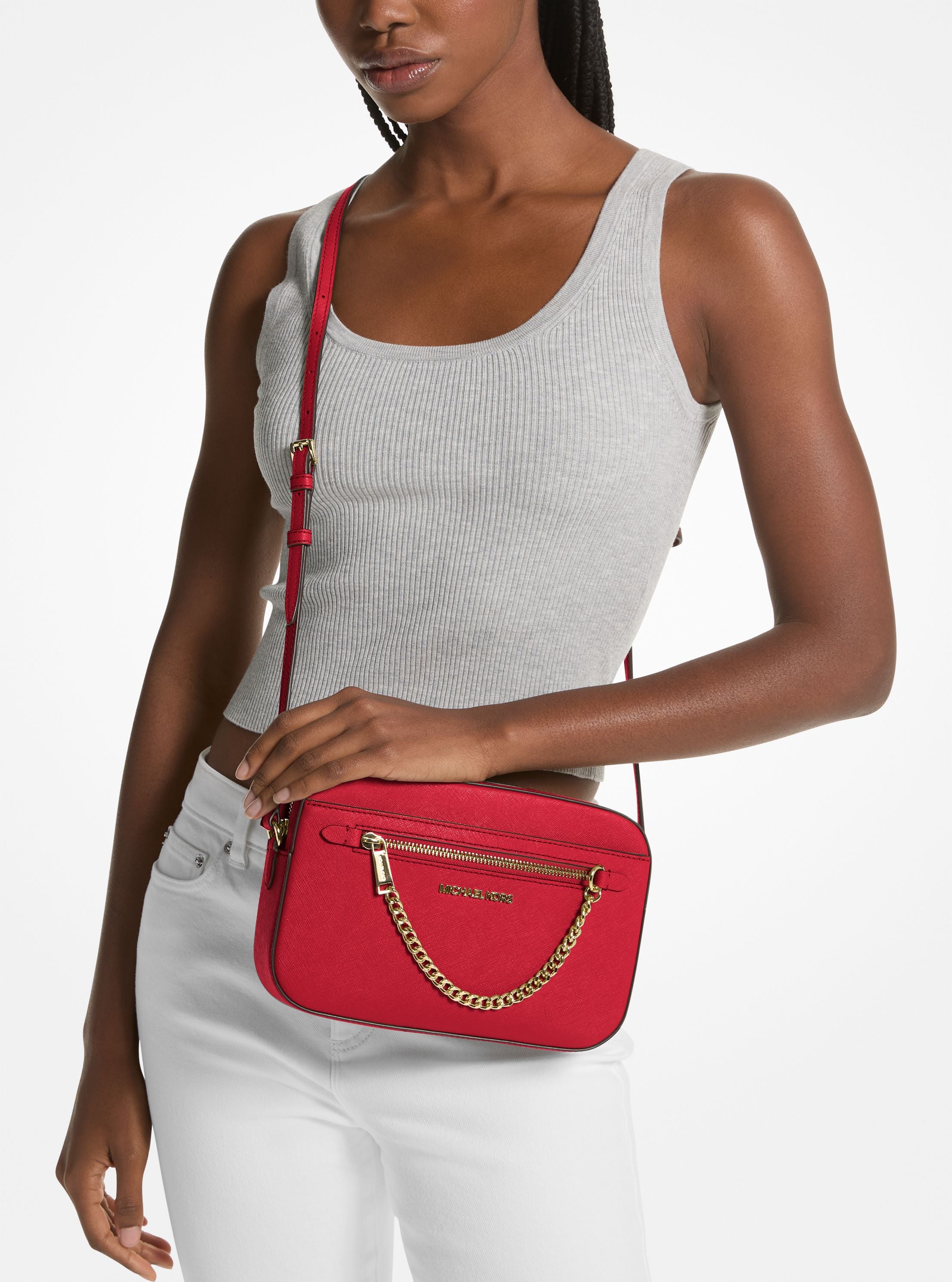 Jet Set Large Saffiano Leather Crossbody Bag