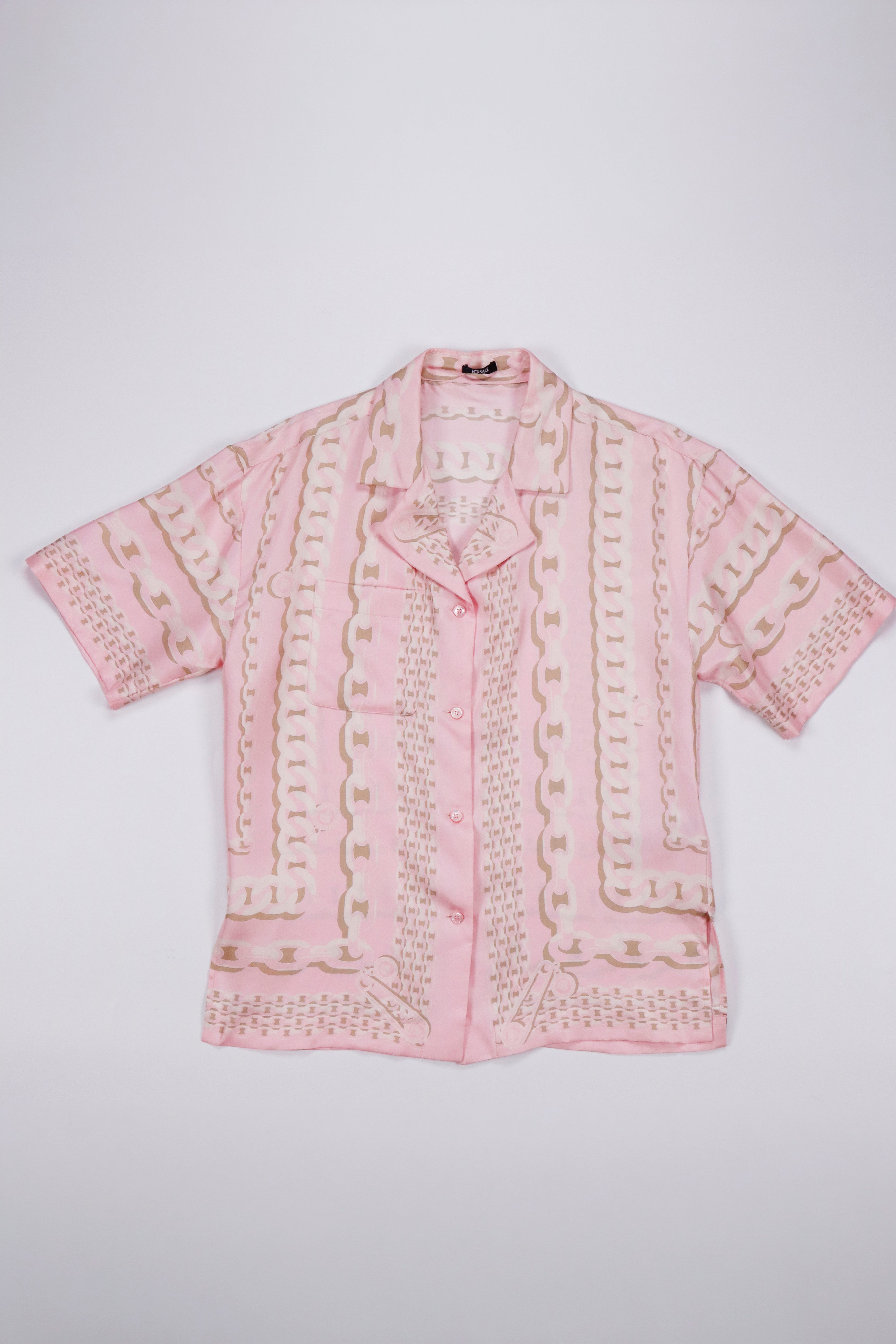 Versace Treasure-Print Silk Camp Shirt