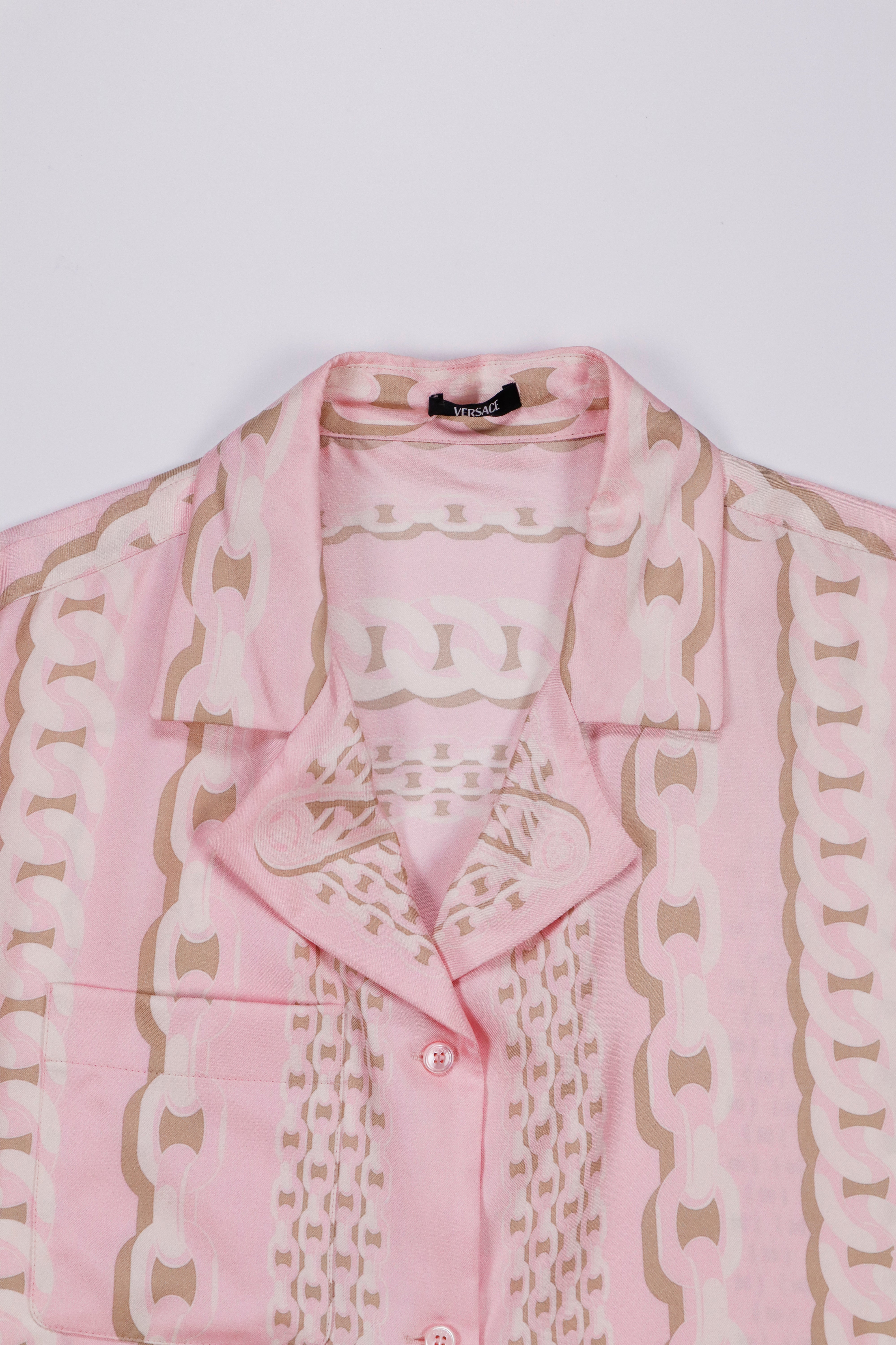 Versace Treasure-Print Silk Camp Shirt