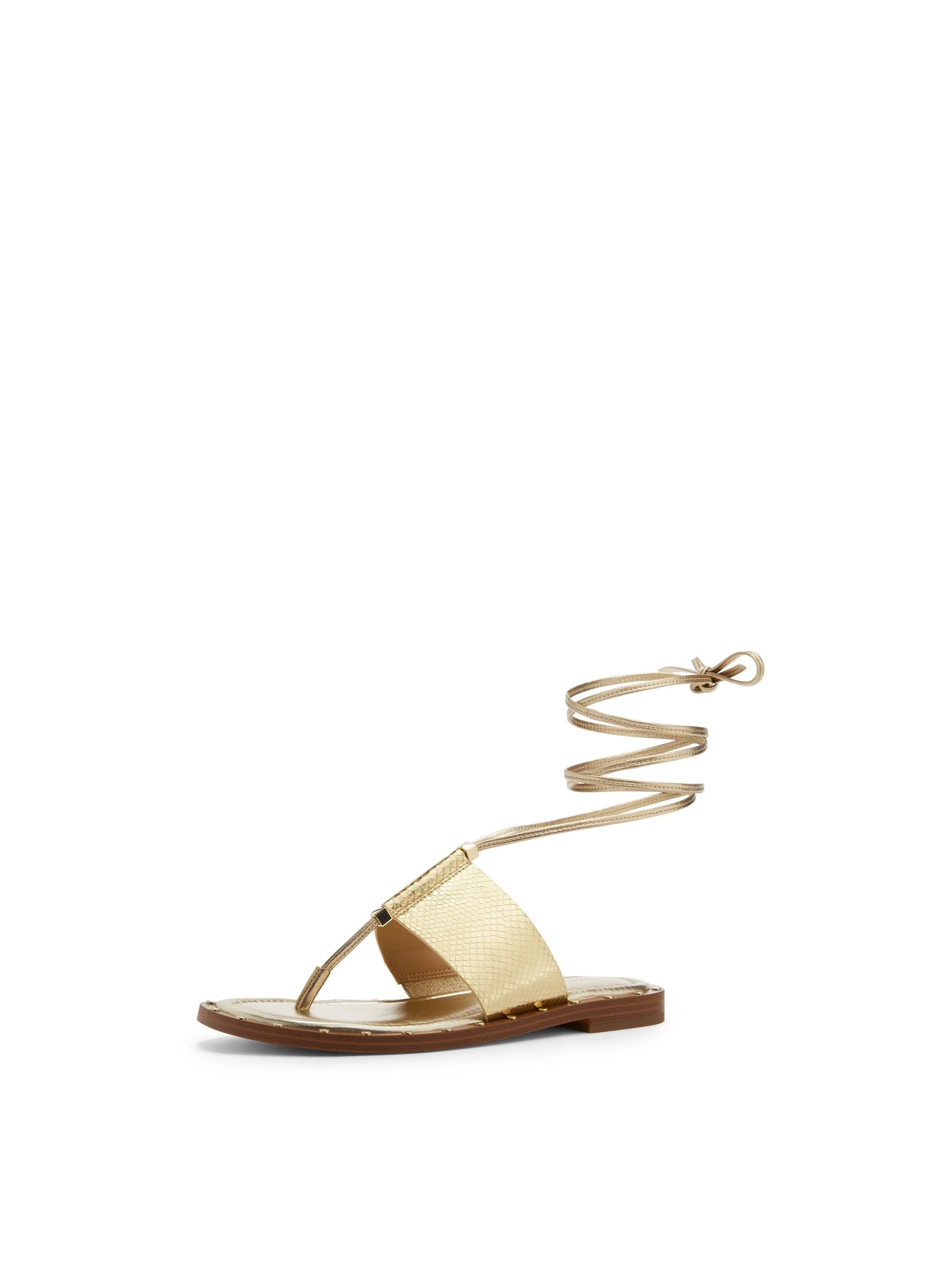 Jagger Metallic Snake Embossed Leather Lace-Up Sandal