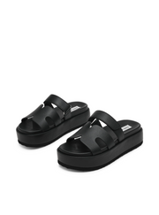 BIGMISSILE BLACK ACTION LEATHER SANDALS