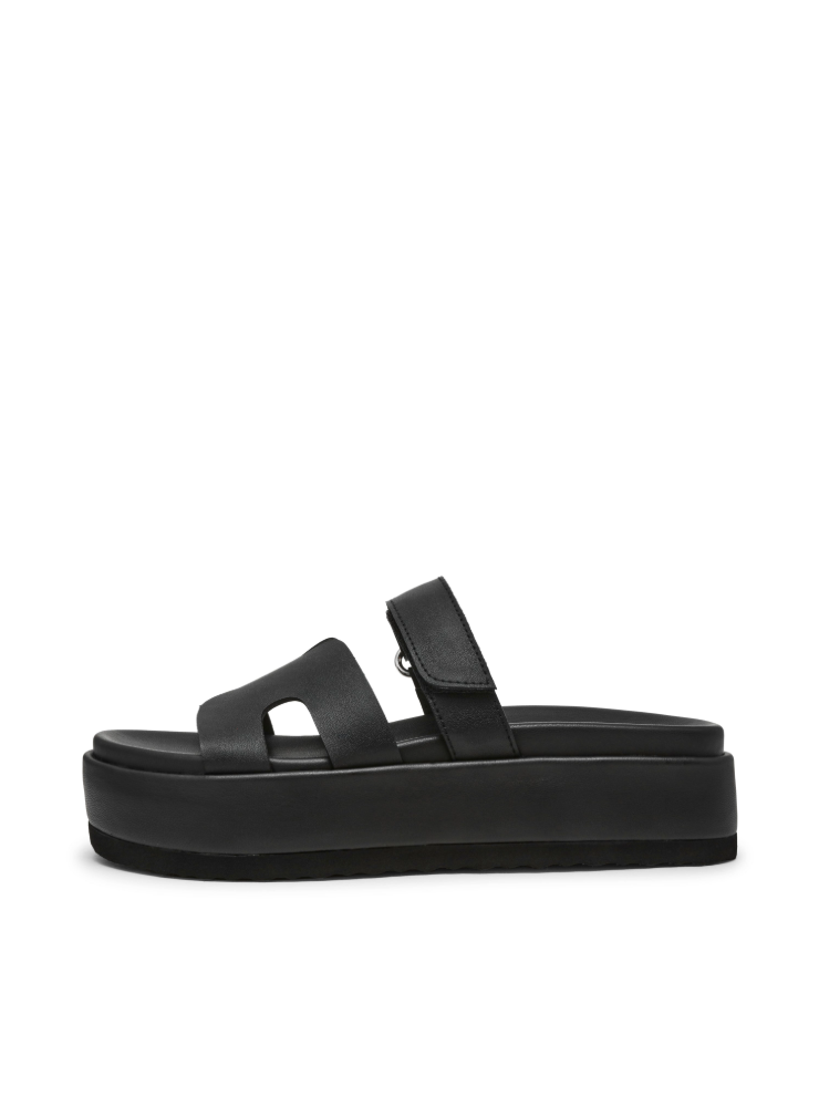 BIGMISSILE BLACK ACTION LEATHER SANDALS