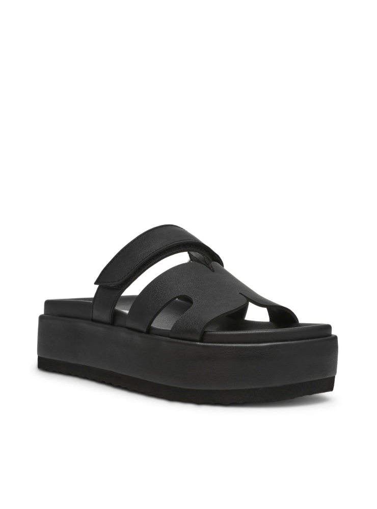 BIGMISSILE BLACK ACTION LEATHER SANDALS