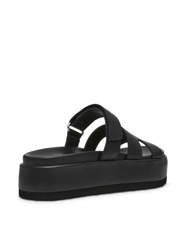 BIGMISSILE BLACK ACTION LEATHER SANDALS