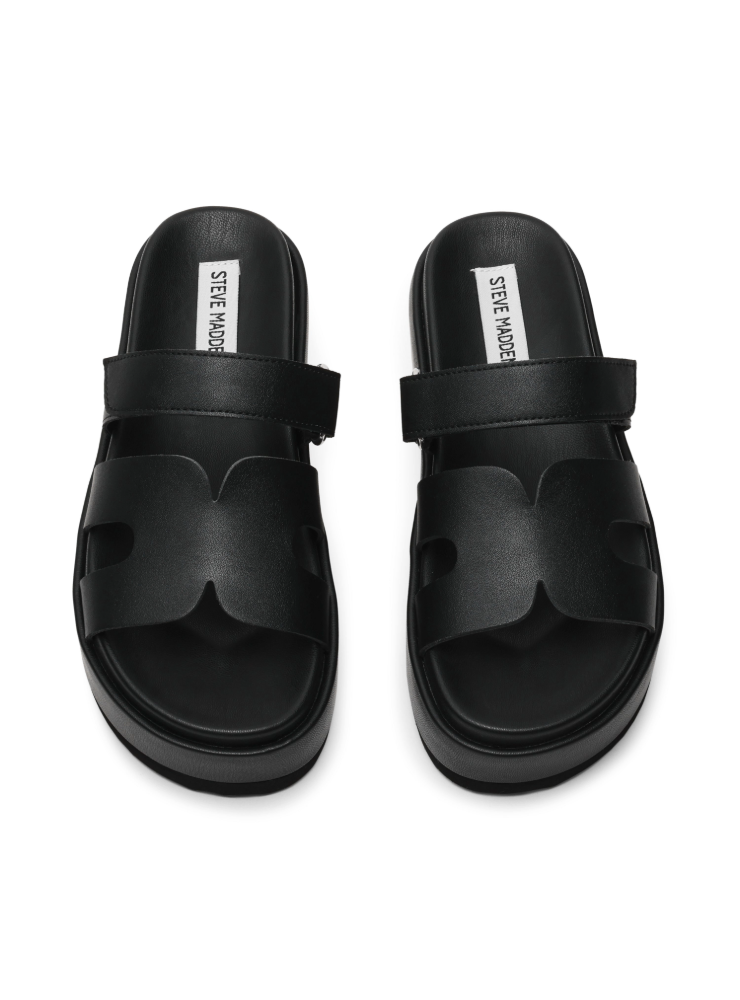 BIGMISSILE BLACK ACTION LEATHER SANDALS
