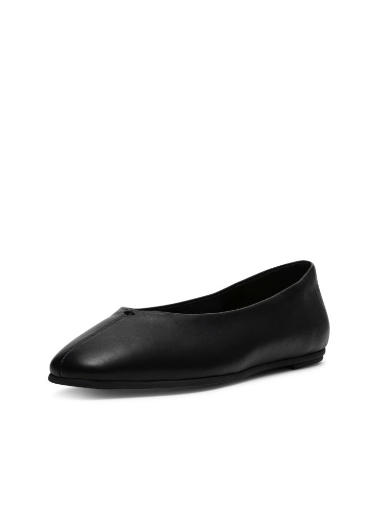 SLIQUE BLACK LEATHER FLATS