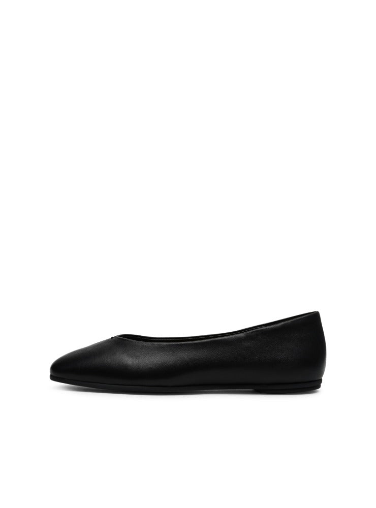 SLIQUE BLACK LEATHER FLATS