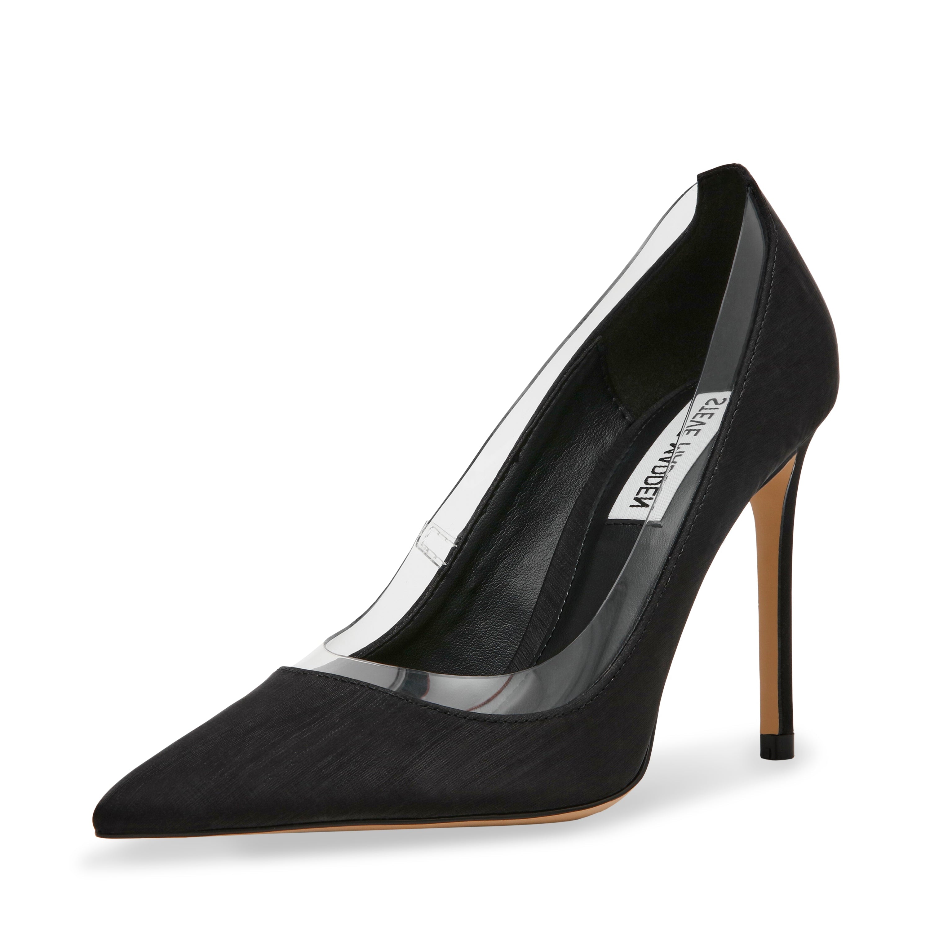 LINEUP BLACK SATIN HEELS