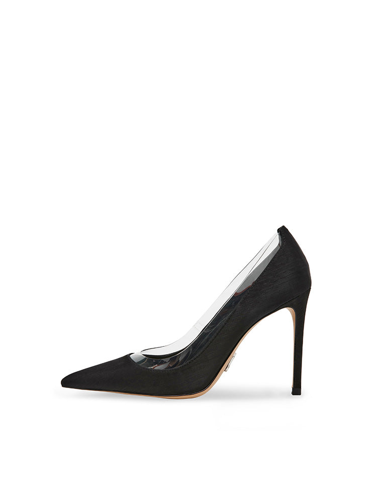 LINEUP BLACK SATIN HEELS