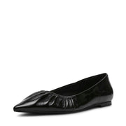 LISTED BLACK LEATHER FLATS